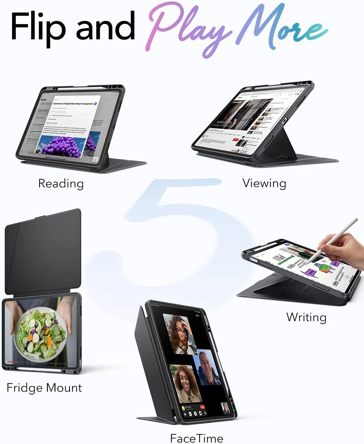 ESR Vertical Cases Stand Cover for iPad Air 13 Inch Tablet Case in Black NEW - Image 3