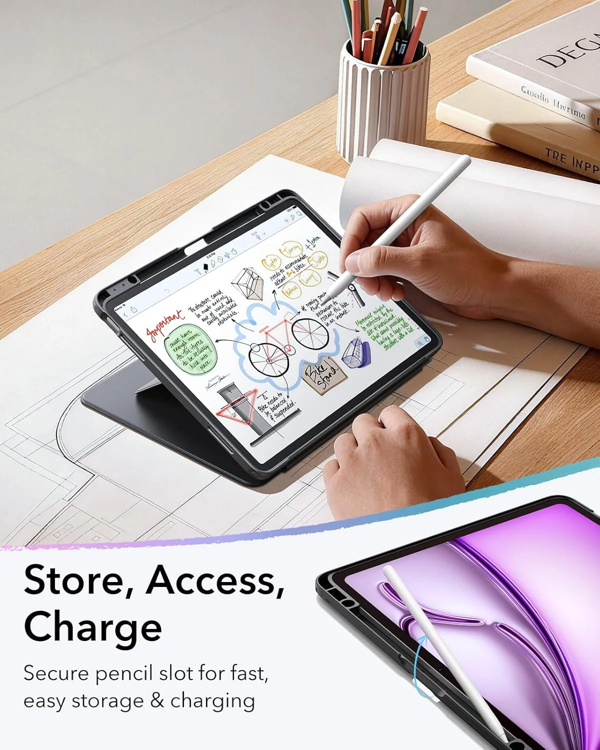 ESR Vertical Cases Stand Cover for iPad Air 13 Inch Tablet Case in Black NEW - Image 7
