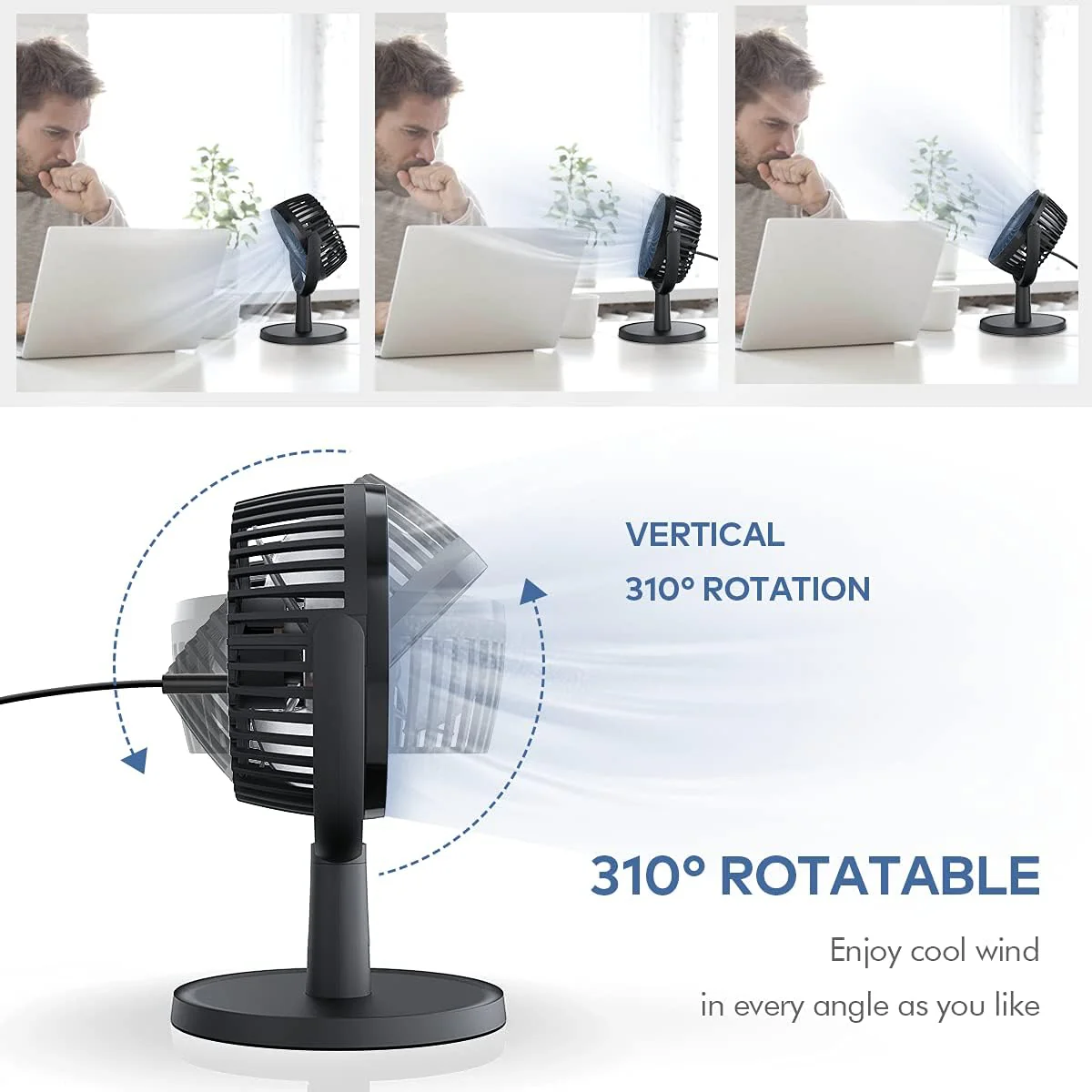 LEMOISTAR Mini USB Fans Desk USB Fan, 4 Speeds, Powerful Desktop Cooling, NEW - Image 2