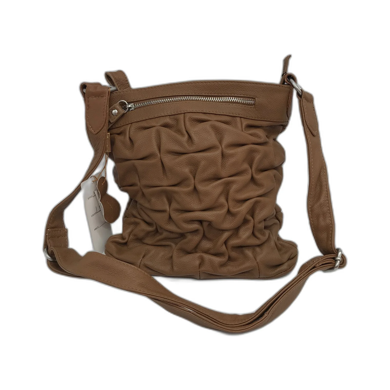 Poppy Green Real Leather Crossbody Bag Purse Handbag Brown Size 24 x 27cm NEW