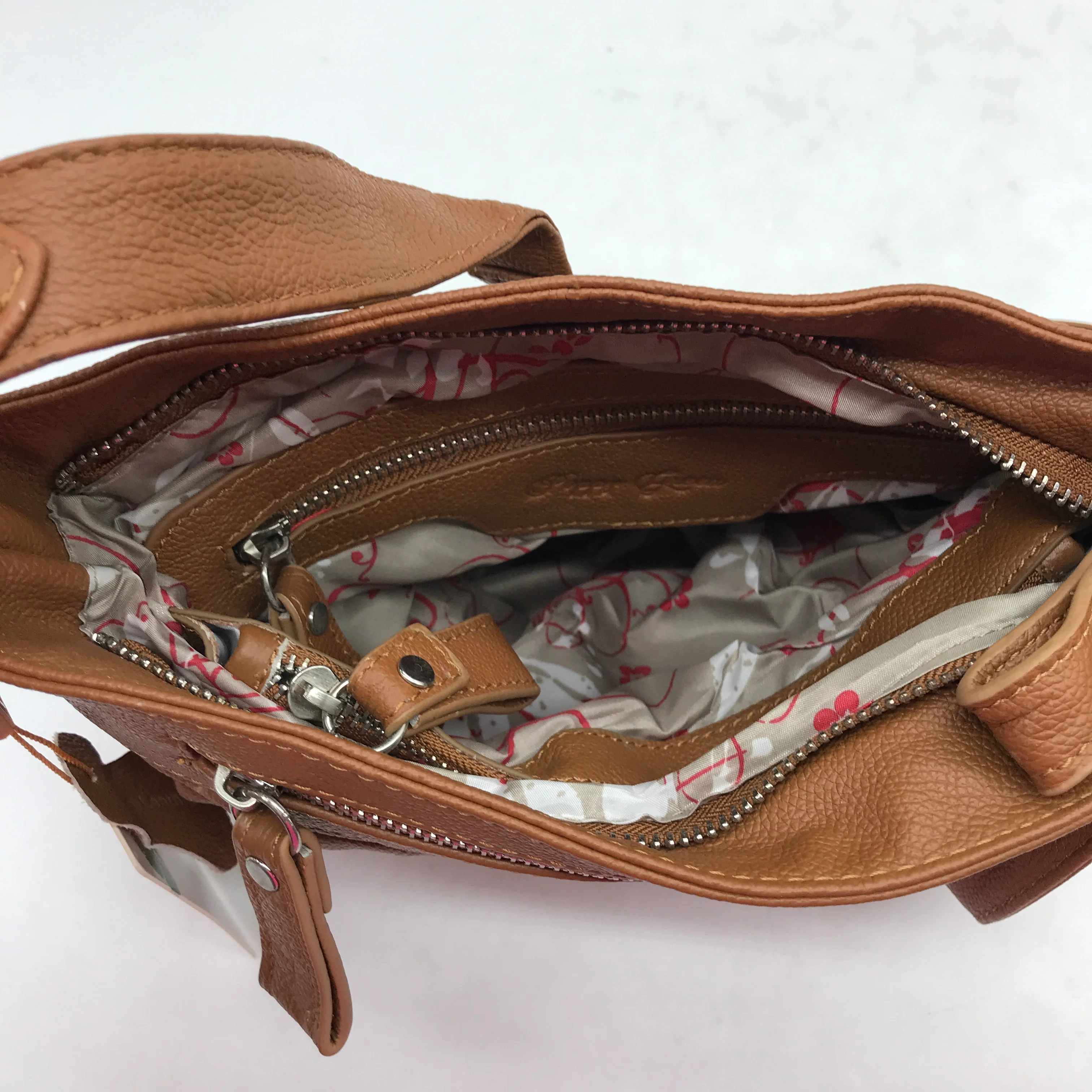 Poppy Green Real Leather Crossbody Bag Purse Handbag Brown Size 24 x 27cm NEW - Image 4
