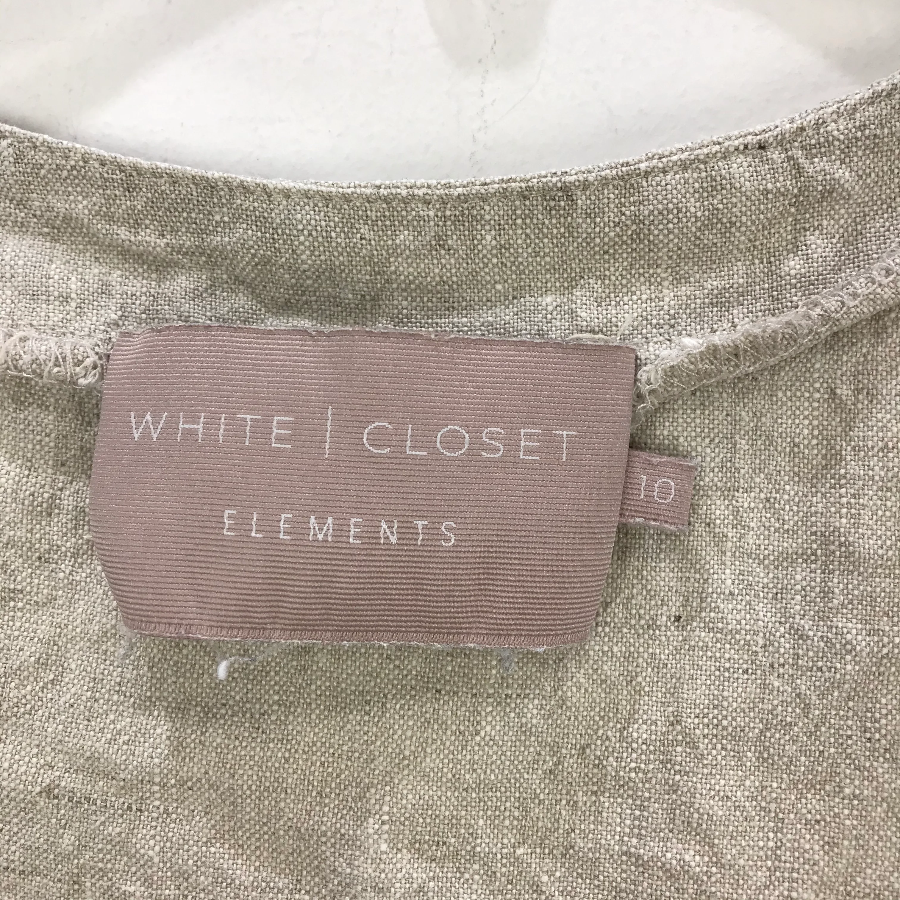 White Closet Elements Linen Square Neck Sleeveless Tank Top Beige Size 10 - Image 4
