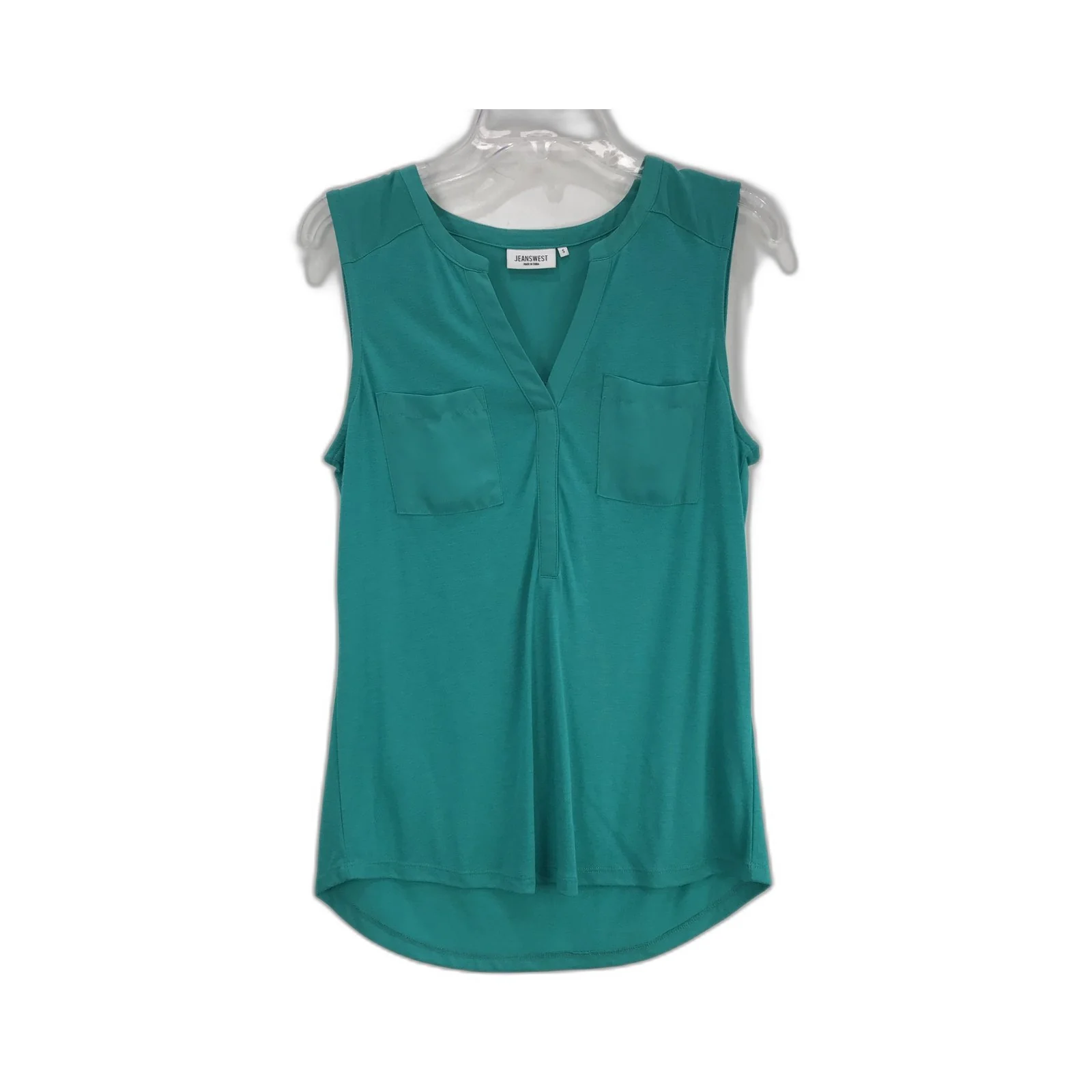 Jeanswest Women's Sleeveless V-Neck Tank Top Teal Size S