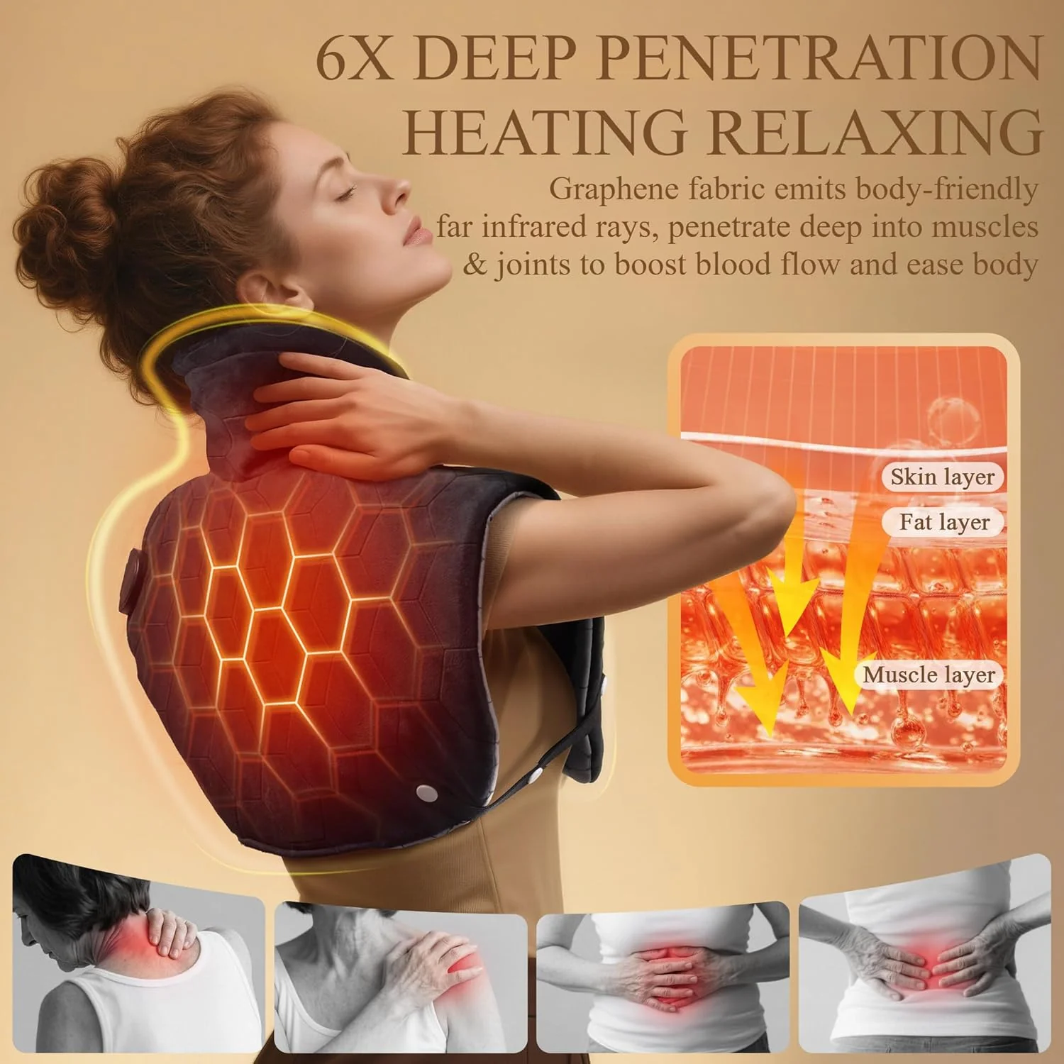 nalax Electric Heating Pad for Neck, Shoulders and Back Far Infrared Black NEW - Image 2