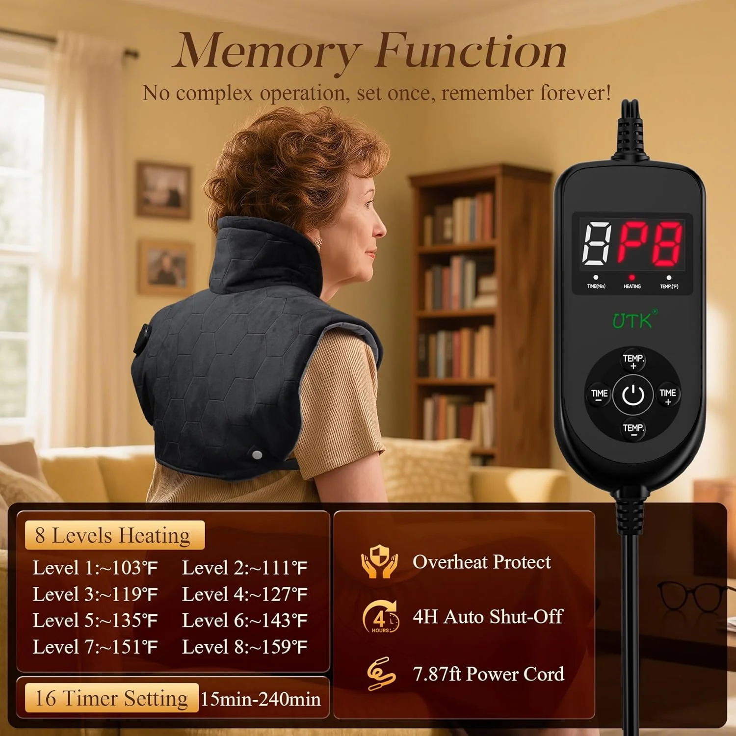 nalax Electric Heating Pad for Neck, Shoulders and Back Far Infrared Black NEW - Image 5