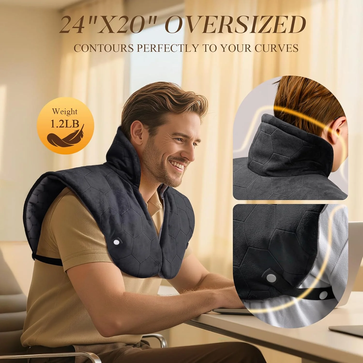 nalax Electric Heating Pad for Neck, Shoulders and Back Far Infrared Black NEW - Image 6
