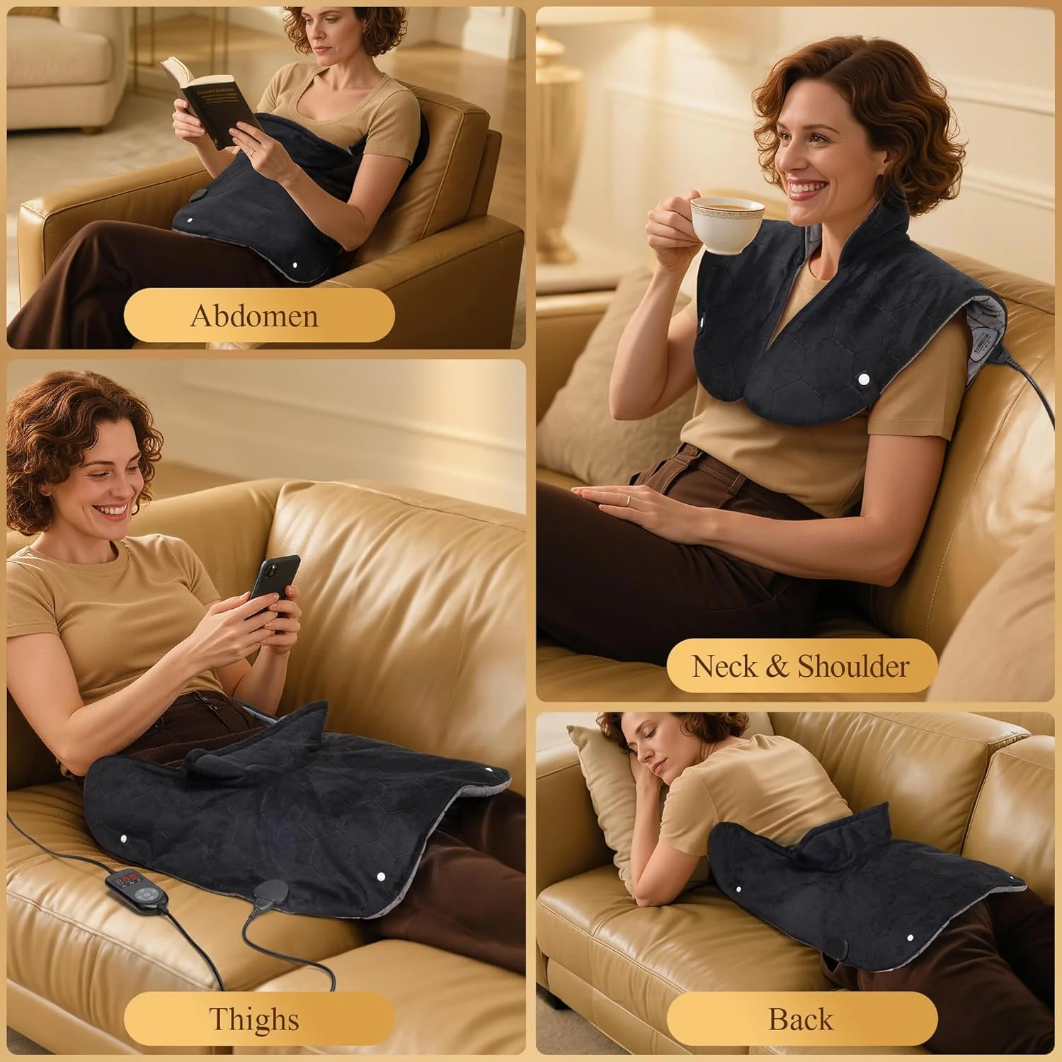 nalax Electric Heating Pad for Neck, Shoulders and Back Far Infrared Black NEW - Image 7