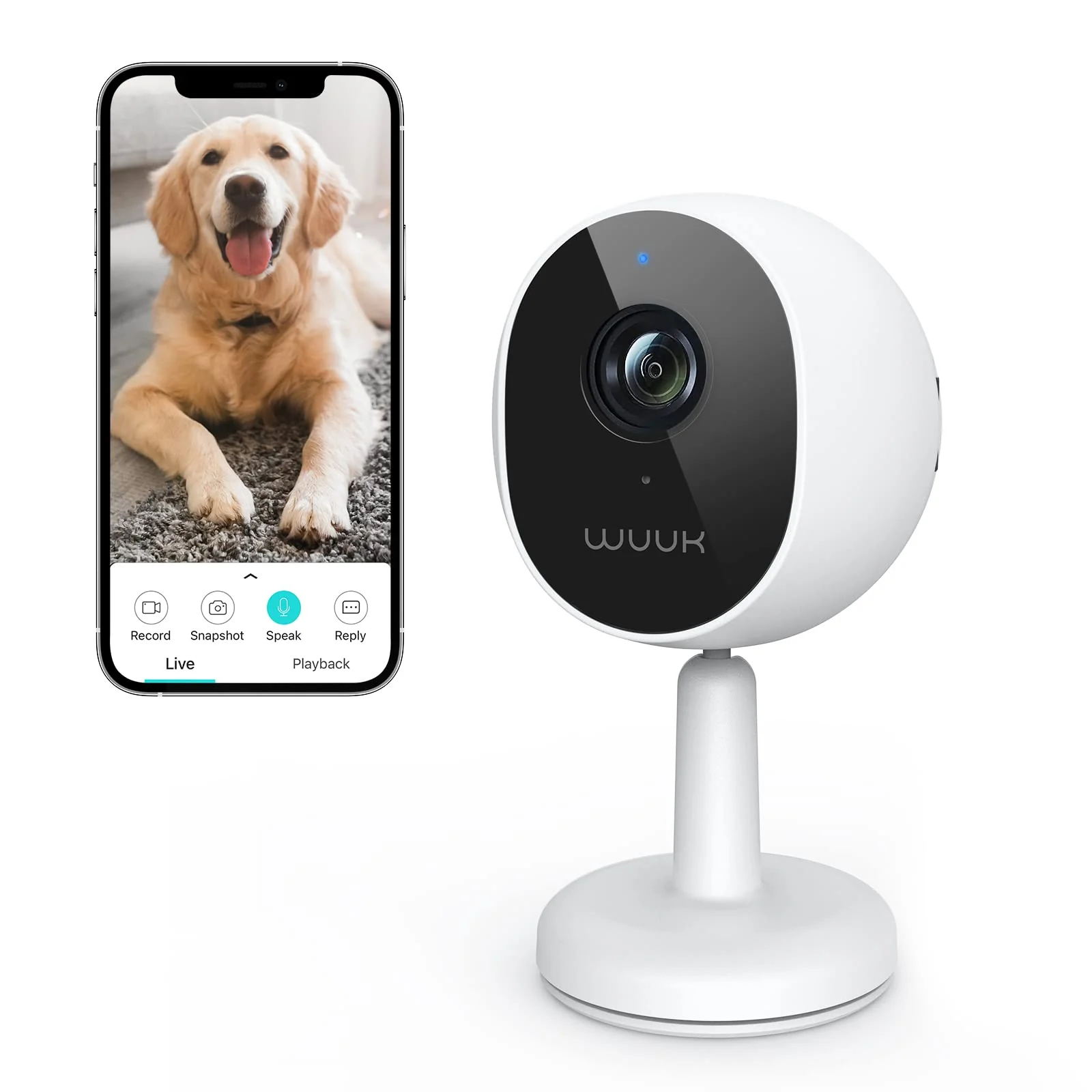 WUUK 4MP Indoor Security Camera Dome WiFi Magnetic Base Pet Monitoring NEW