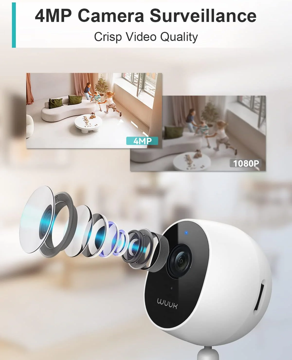 WUUK 4MP Indoor Security Camera Dome WiFi Magnetic Base Pet Monitoring NEW - Image 2