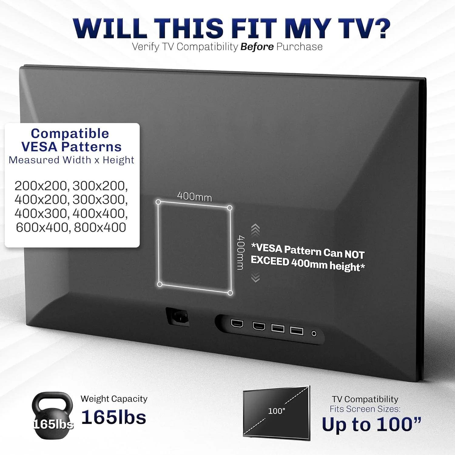 VIVO Curved & Flat TV Wall Mount Bracket for 13" to 55" Screens, Black NEW - Image 3