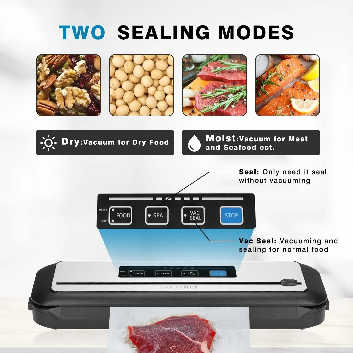 Inkbird Vacuum Sealer Automatic Food Preservation Sealing Machine Silver NEW - Image 4