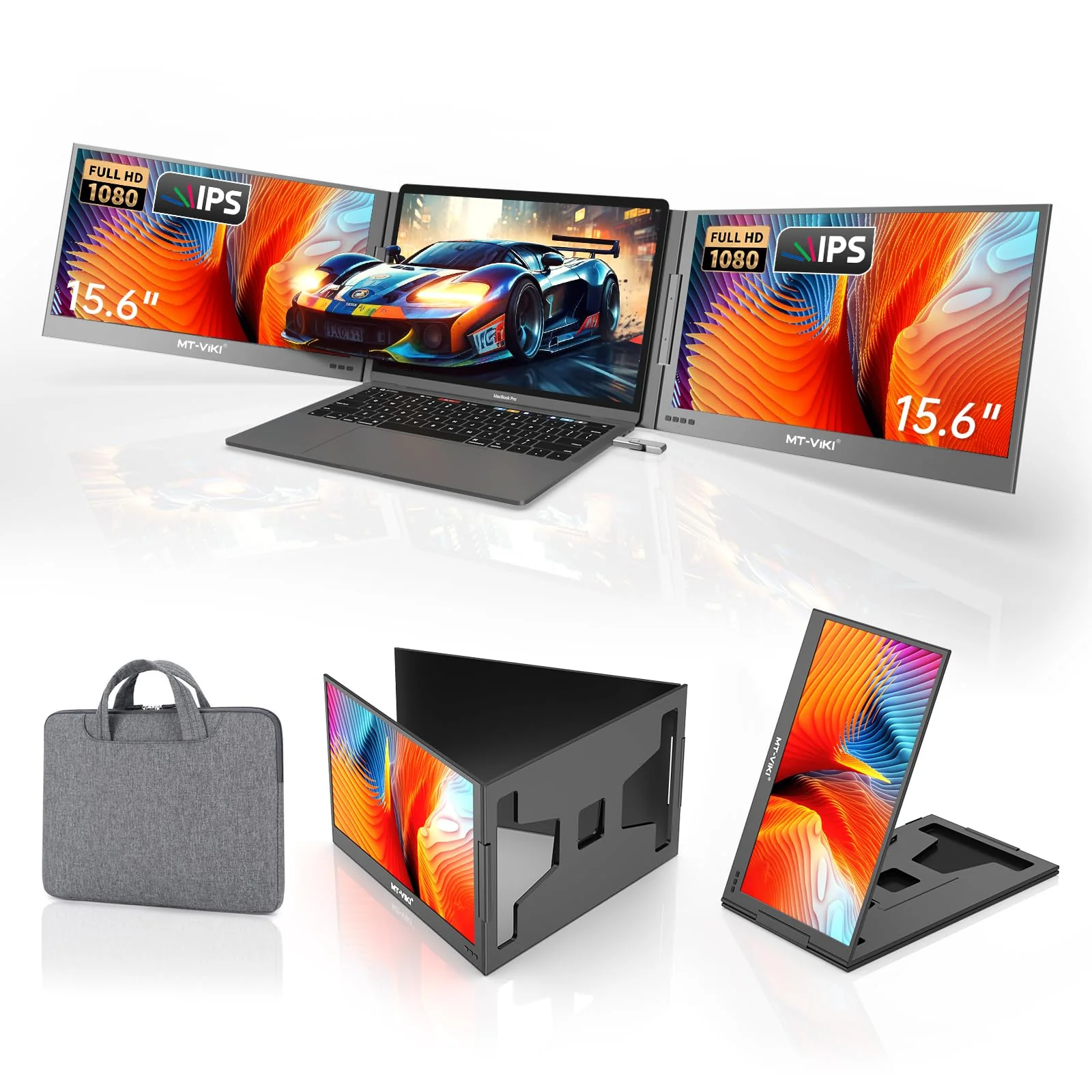 MT-VIKI 15.6 Monitors Inch Portable FHD 1080P Laptop Monitor Screen Extender NEW