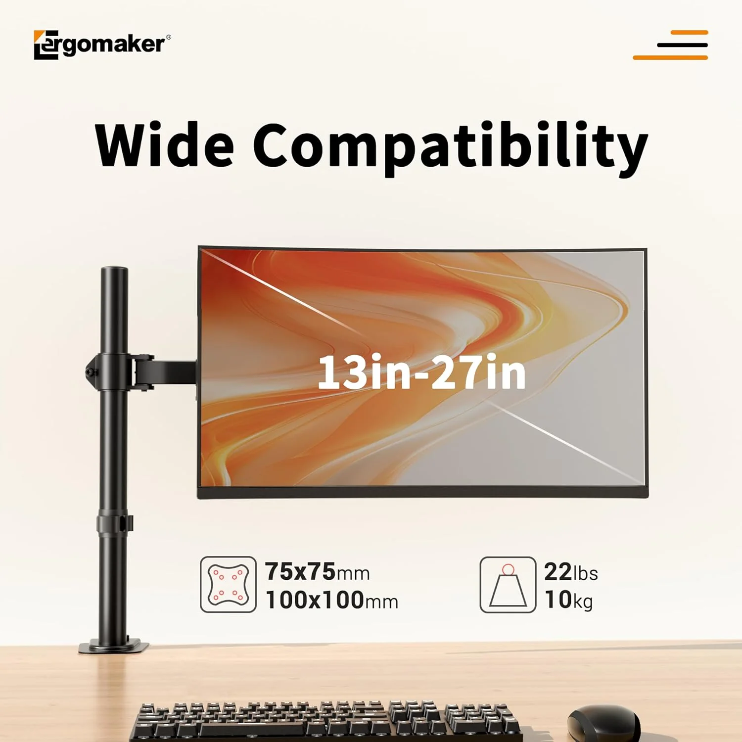 ERGOMAKER Fully Adjustable Monitor Arm for Screens up to 13 Inches Black NEW - Image 2