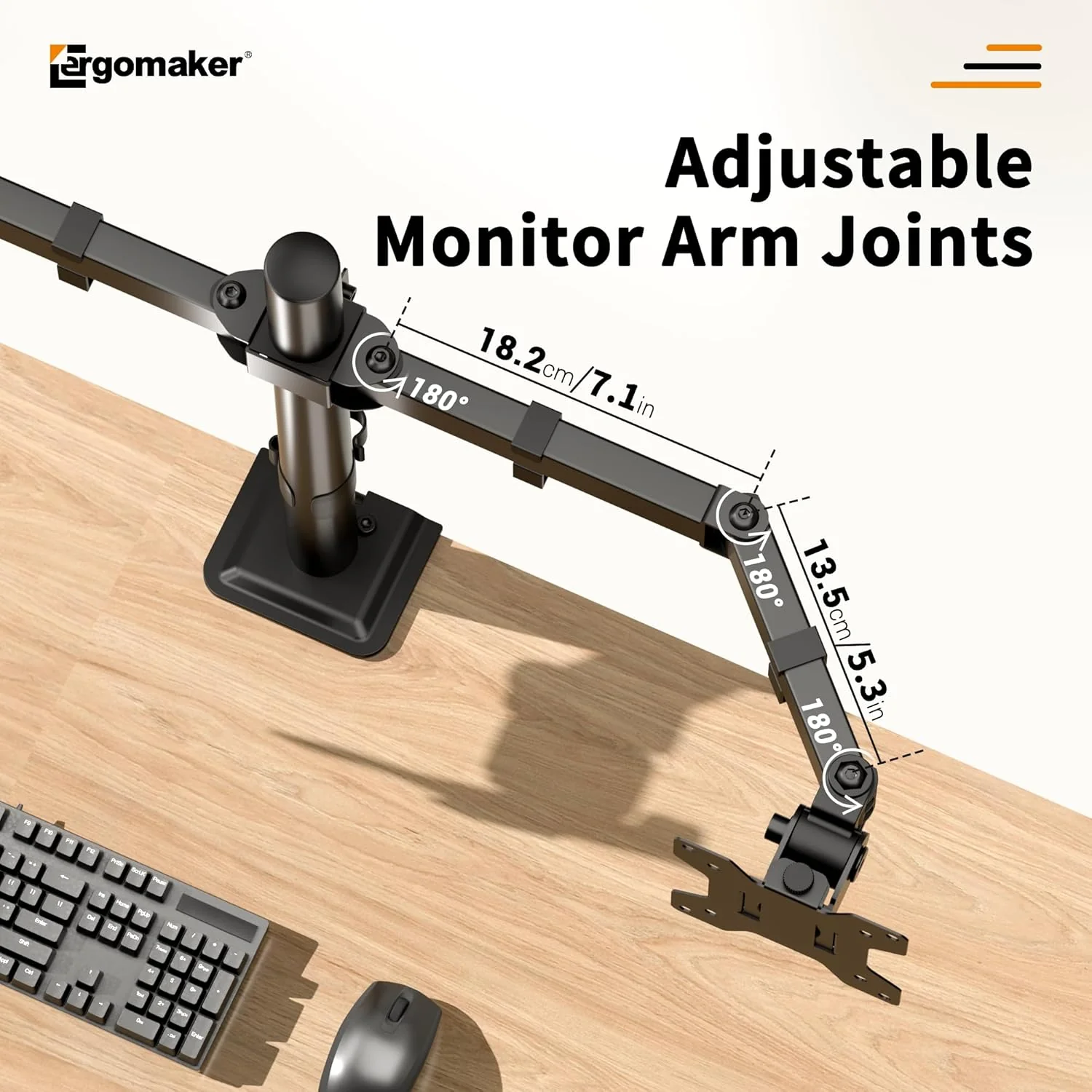 ERGOMAKER Fully Adjustable Monitor Arm for Screens up to 13 Inches Black NEW - Image 4