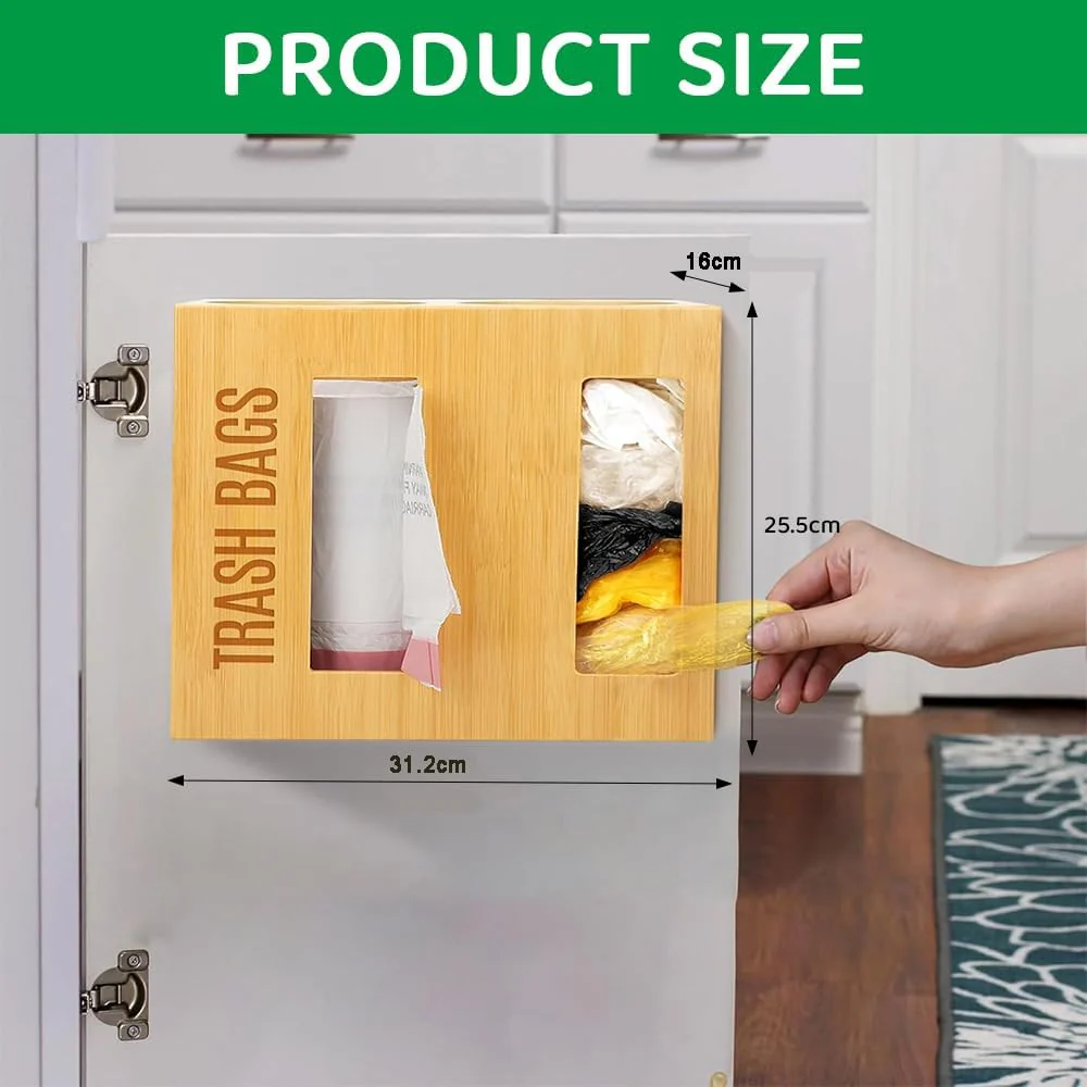 JIUSEGE Bamboo 2-in-1 Dispenser Holder for Jumbo Trash Bag & Paper Towel NEW - Image 2