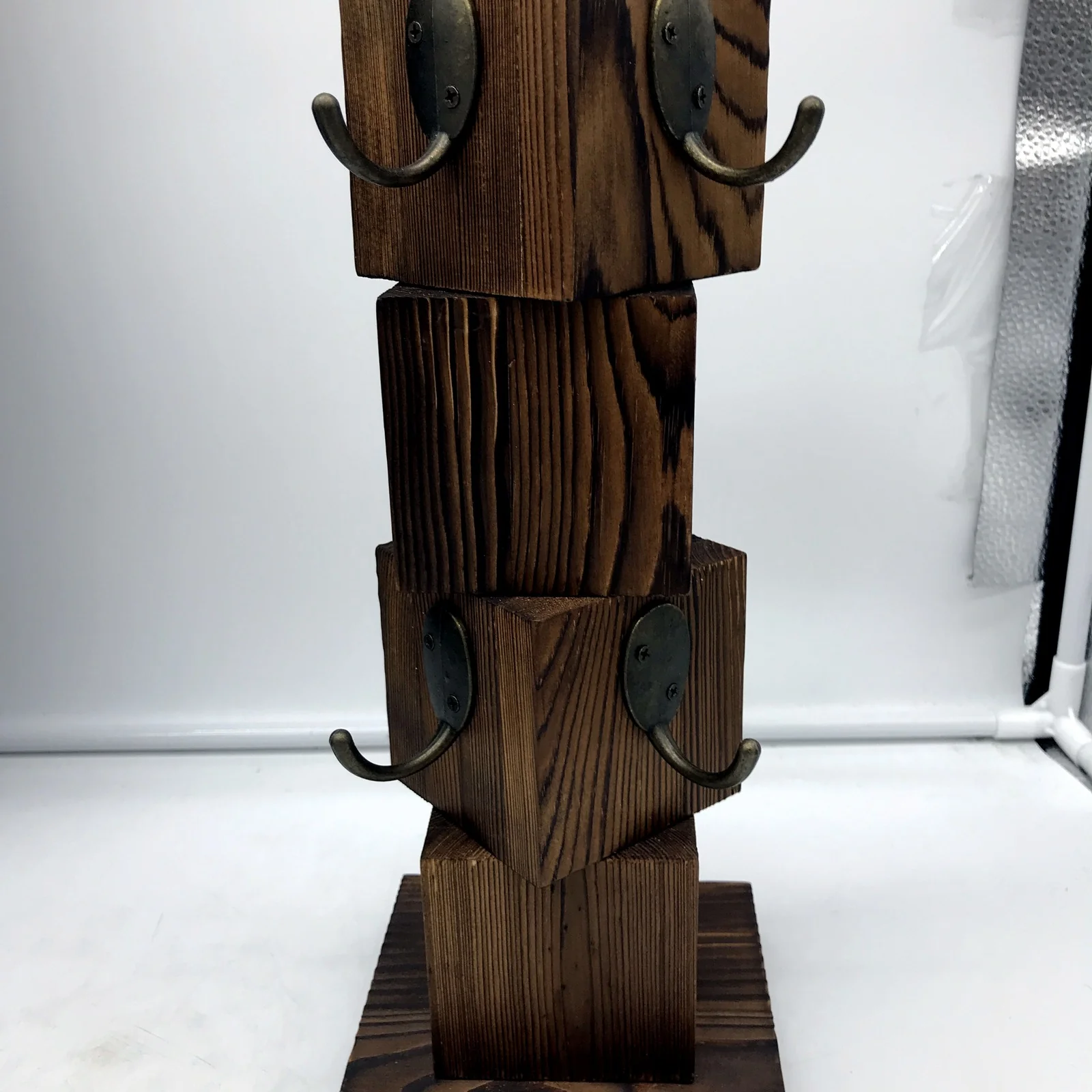 PUERSI Rustic Solid Wood Mug Tree Farmhouse Style Coffee Holder Organizer NEW