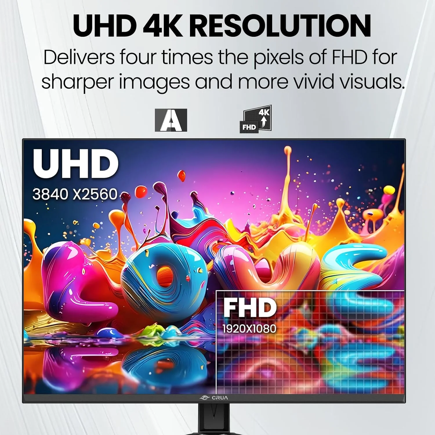 CRUA 4K Monitors IPS UHD Monitor with 3840x2560 Resolution, 120% sRGB, HDR NEW - Image 6