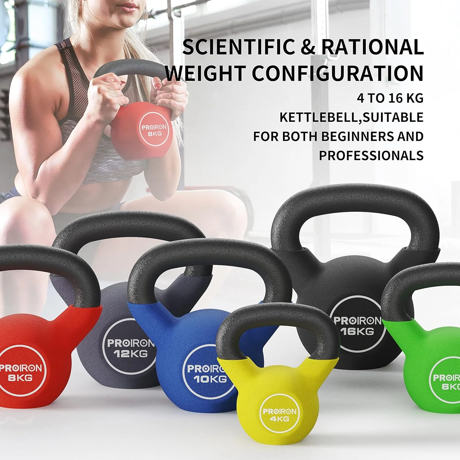 PROIRON Solid Kettlebells Cast Iron Kettlebell Weights Strength Training NEW - Image 7