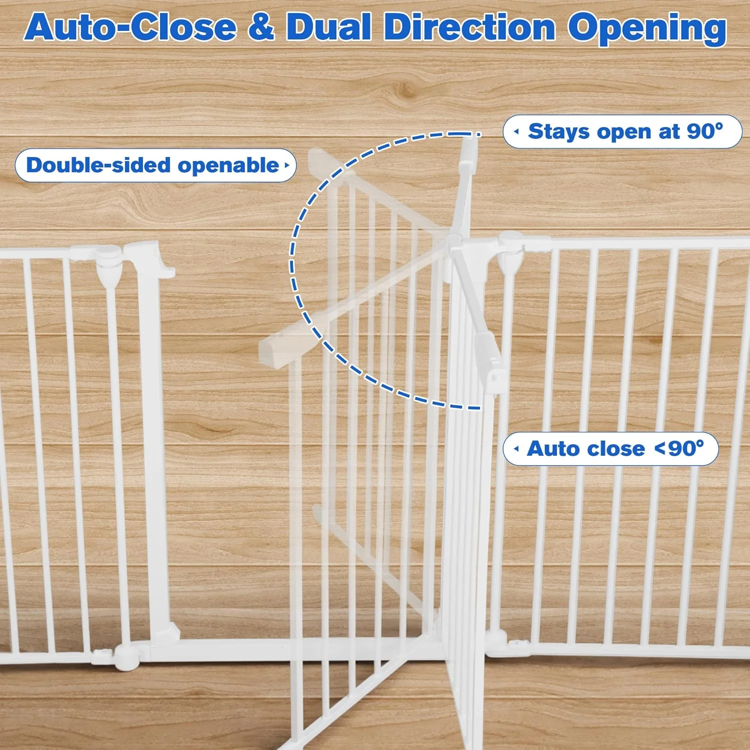 ADVWIN Adjustable Extra Wide Metal Dog Gate with Door, 90-380cm, White NEW - Image 3