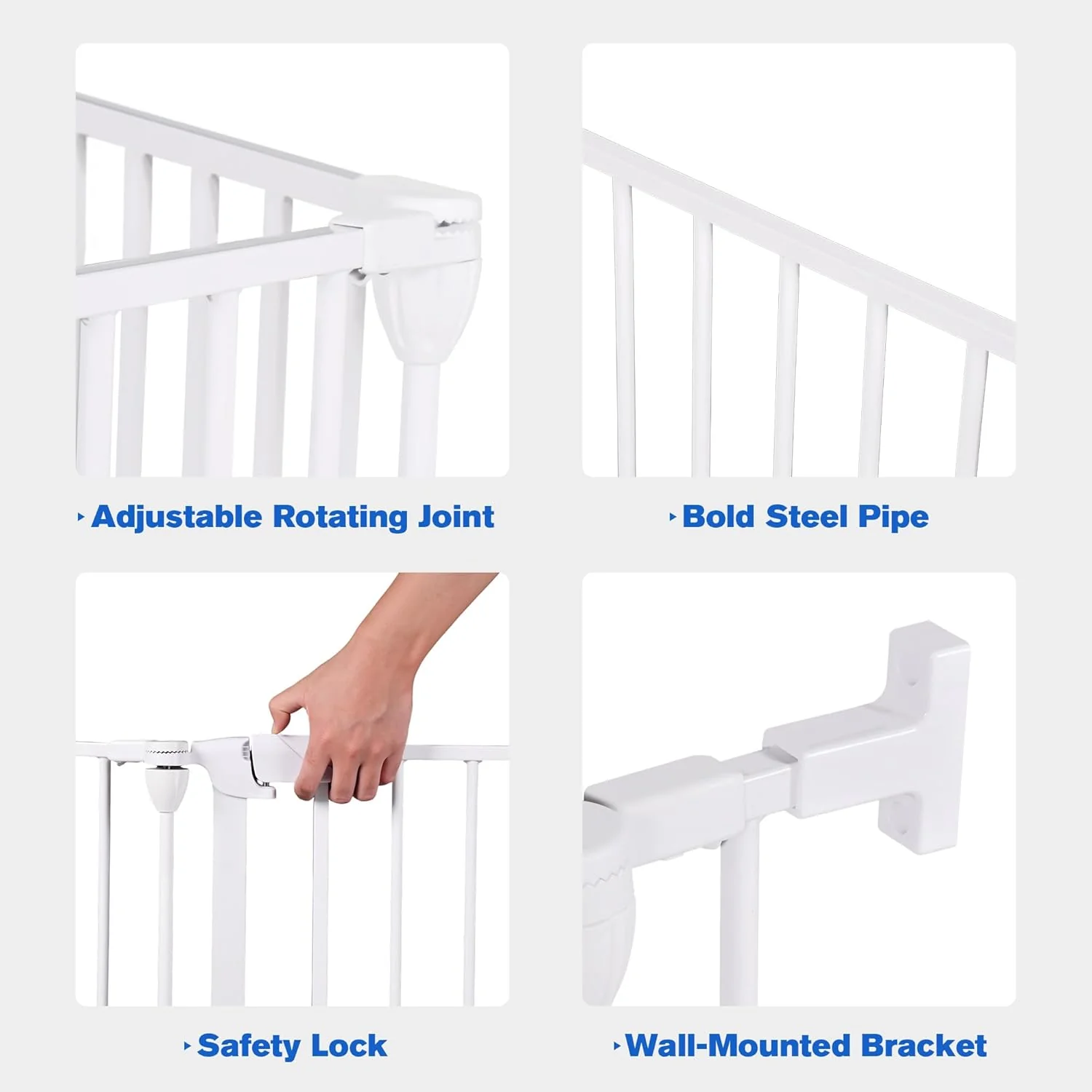 ADVWIN Adjustable Extra Wide Metal Dog Gate with Door, 90-380cm, White NEW - Image 6