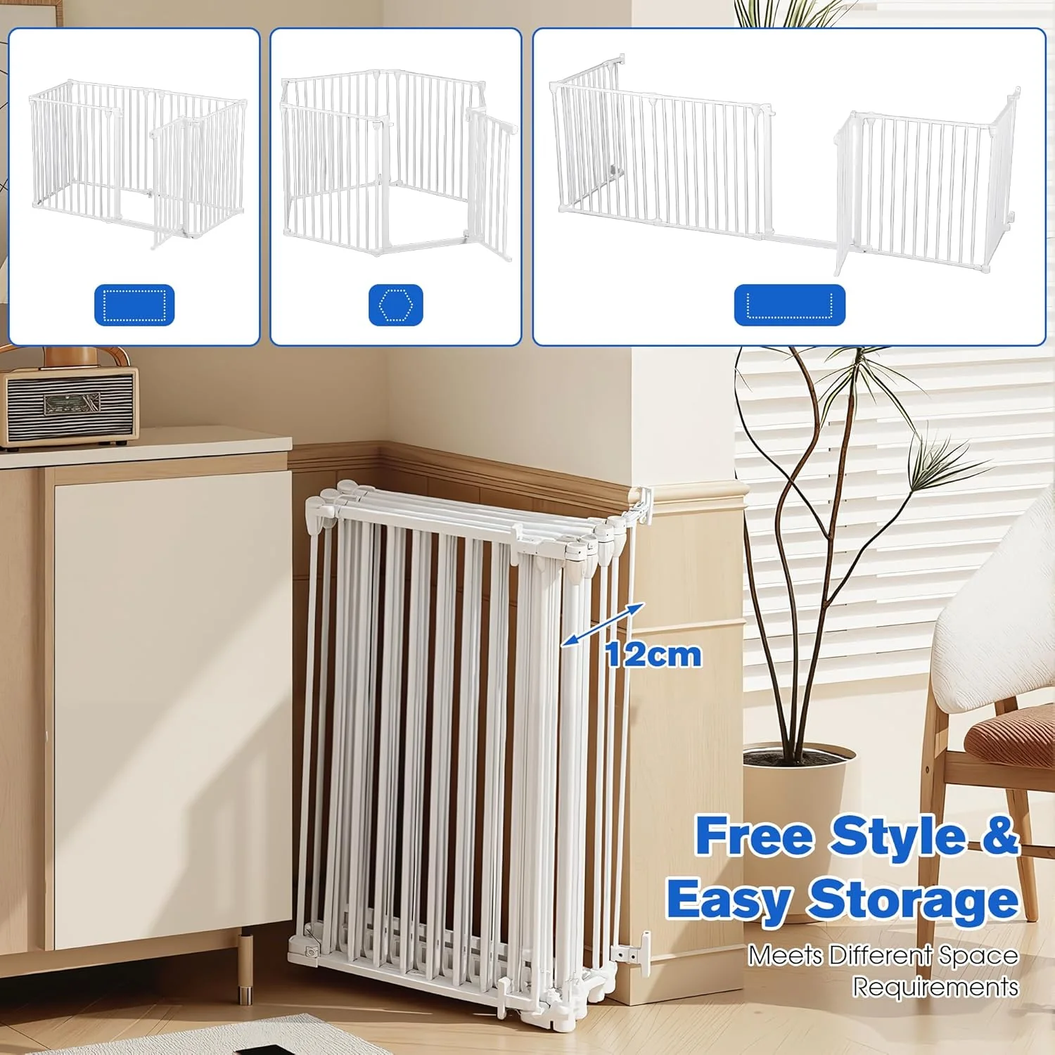 ADVWIN Adjustable Extra Wide Metal Dog Gate with Door, 90-380cm, White NEW - Image 7