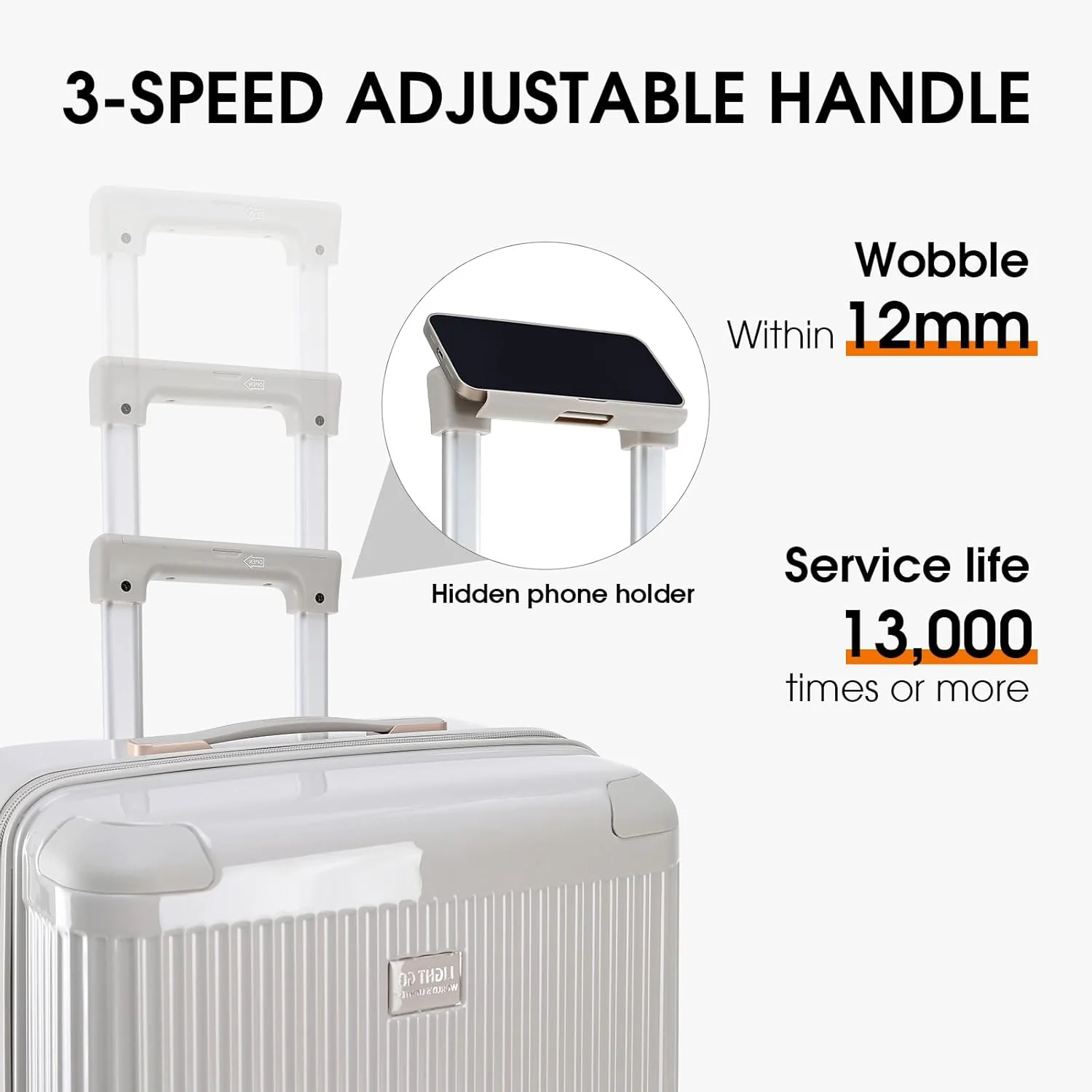 LIGHTGO Unisex Aerospace-Grade Hardshell Suitcases Durable Travel Grey NEW - Image 6