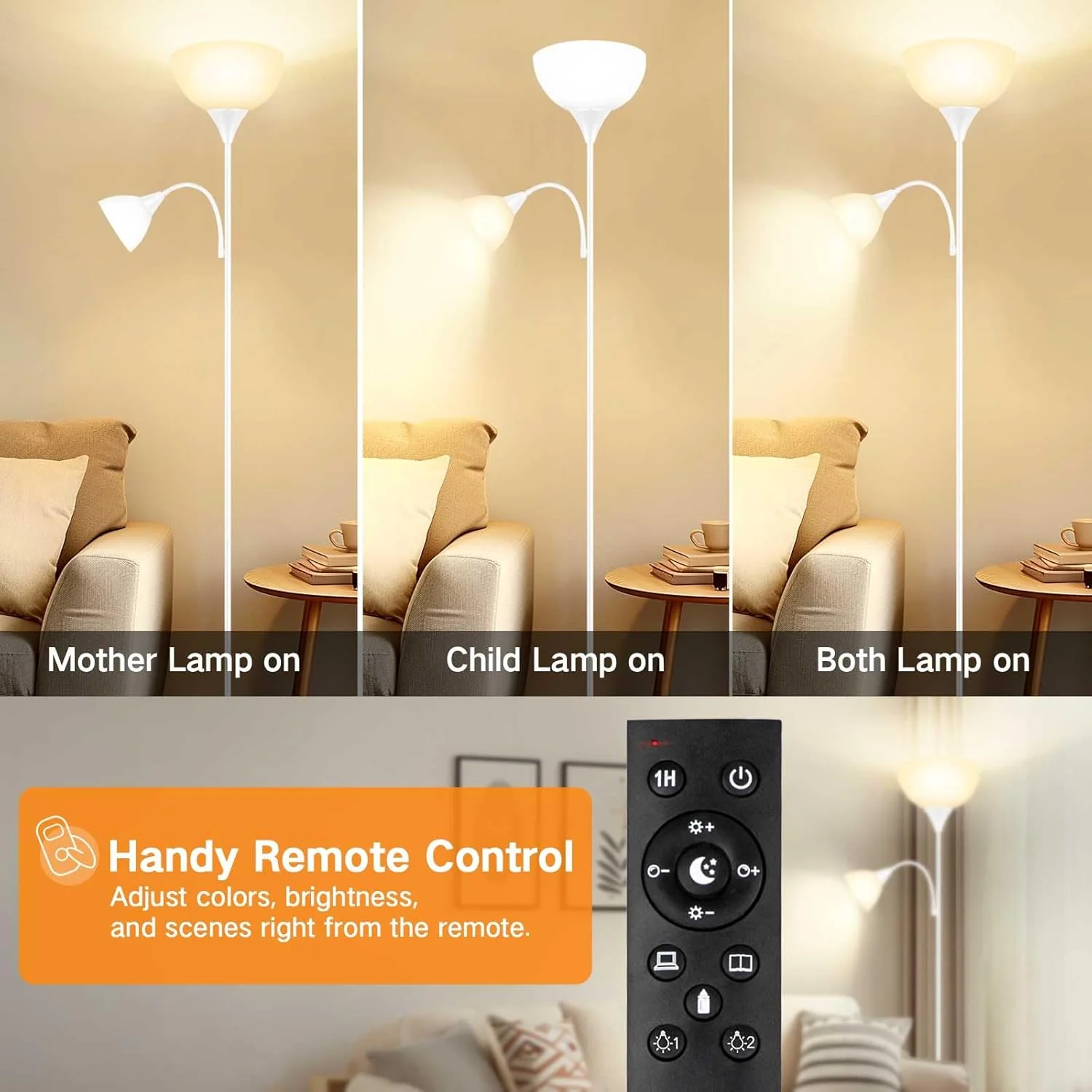 OUTON Dimmable Mother and Child Floor Lamp 4 Color Temperatures Reading DEMO - Image 3