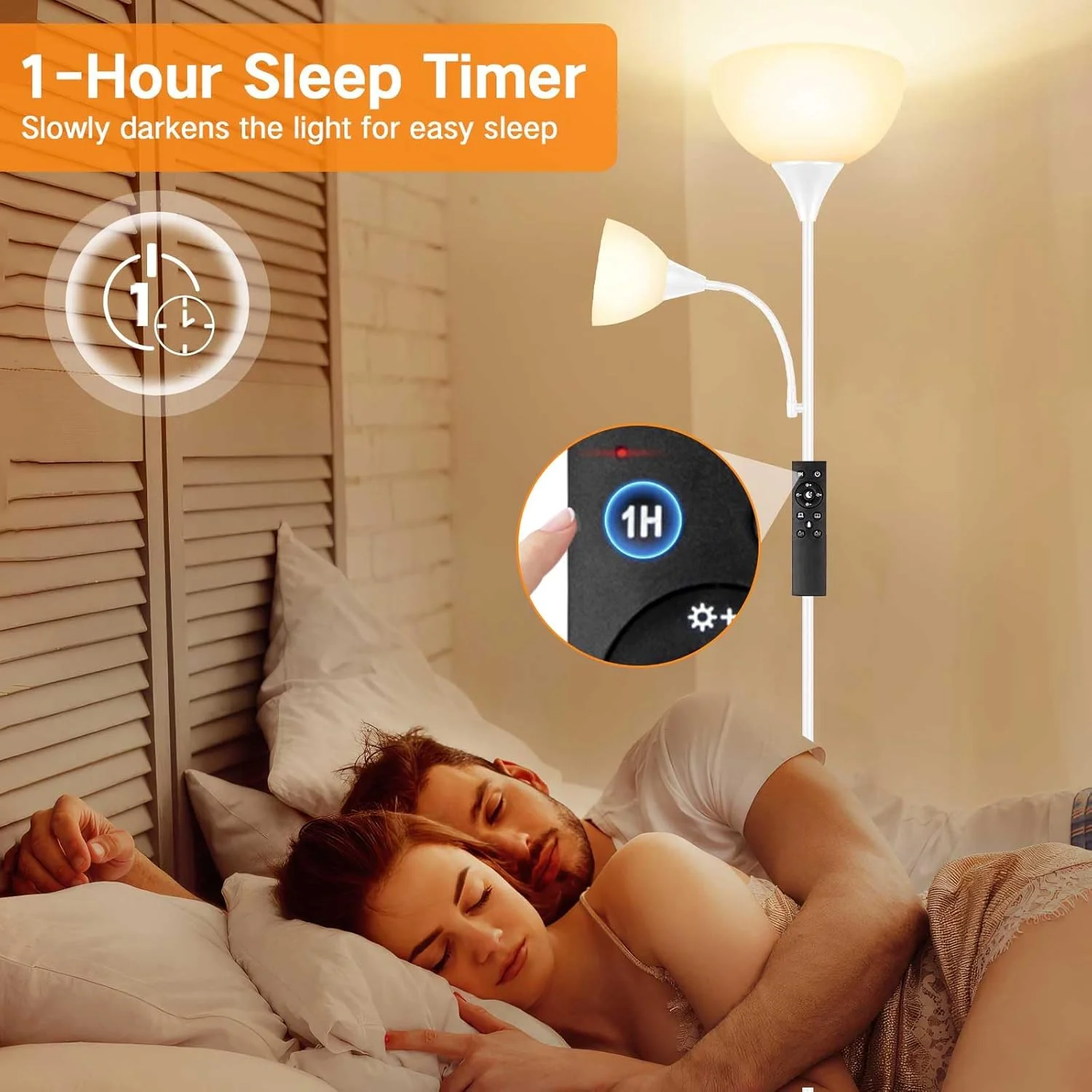 OUTON Dimmable Mother and Child Floor Lamp 4 Color Temperatures Reading DEMO - Image 5
