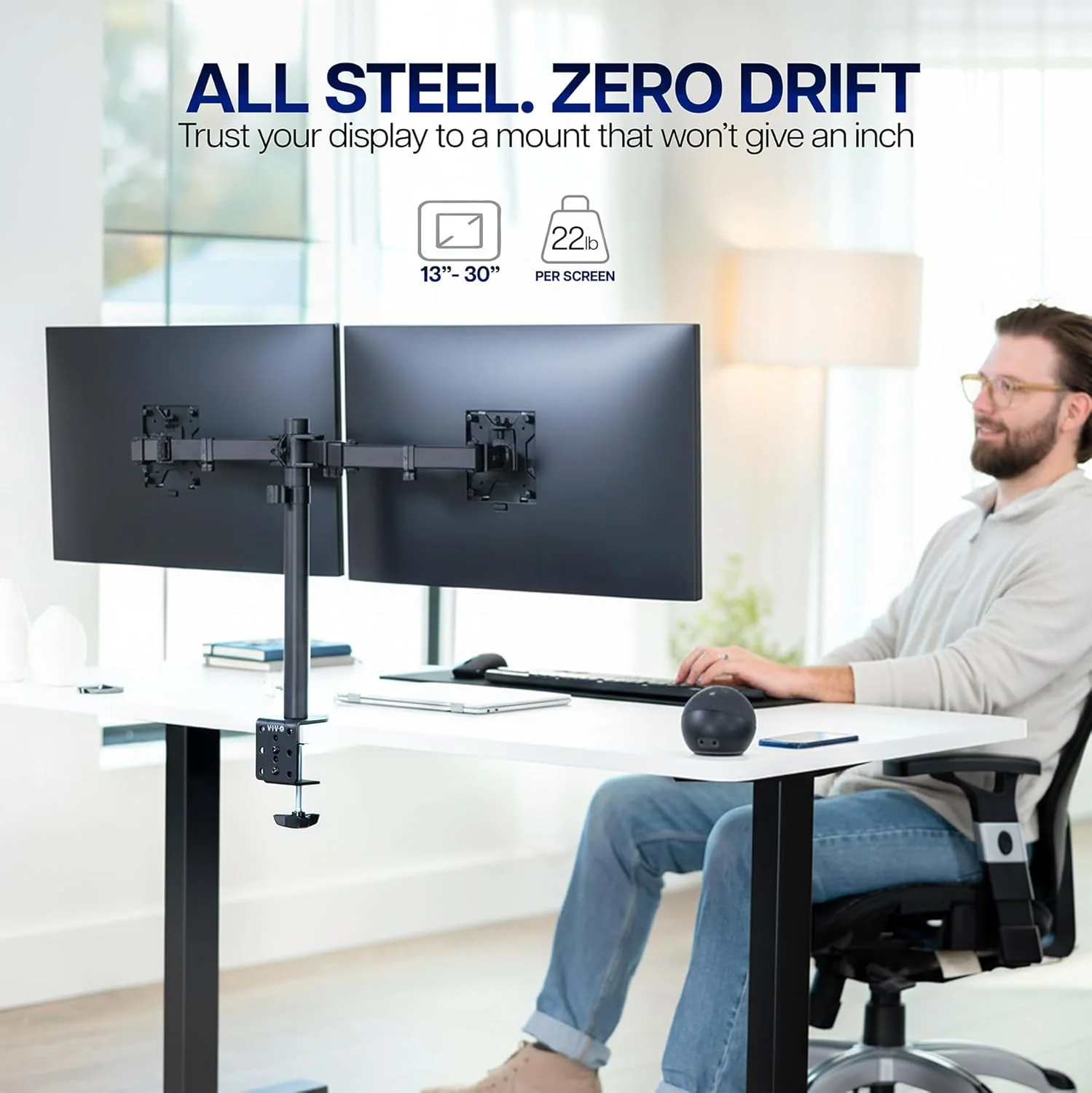 VIVO Dual Monitor Desk Mount - Fully Adjustable Heavy Duty Stand for DEMO - Image 2
