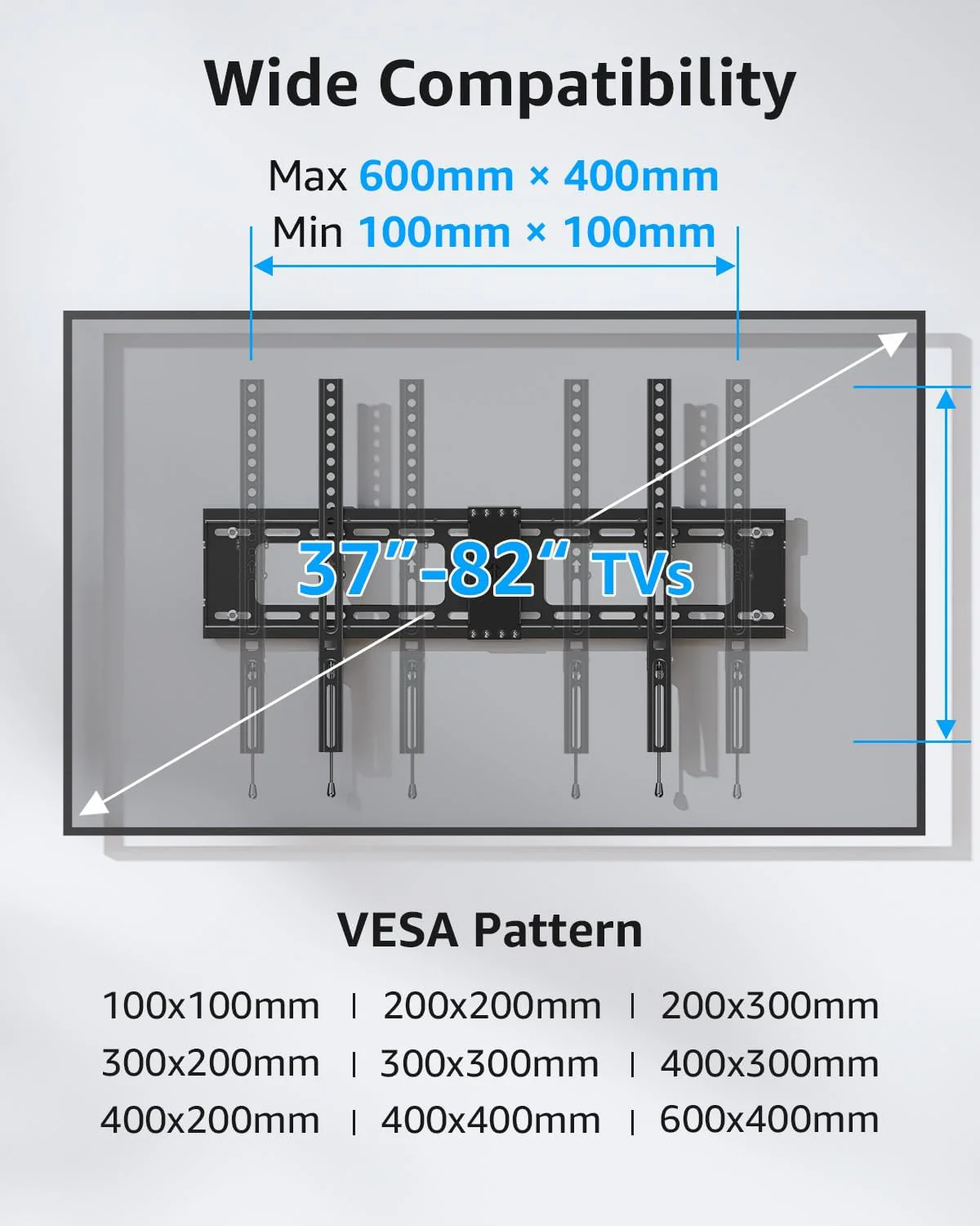 MOUNTUP TV Wall Mount Bracket Tilting for 37-82 Inch Flat Screen TVs Black NEW - Image 7