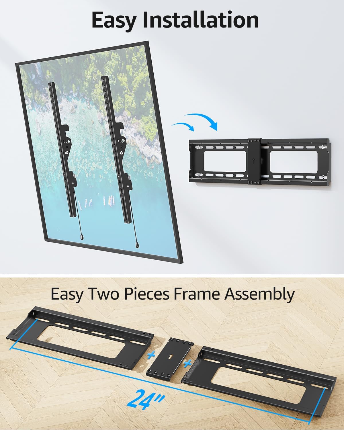 MOUNTUP TV Wall Mount Bracket Tilting for 37-82 Inch Flat Screen TVs Black NEW - Image 8