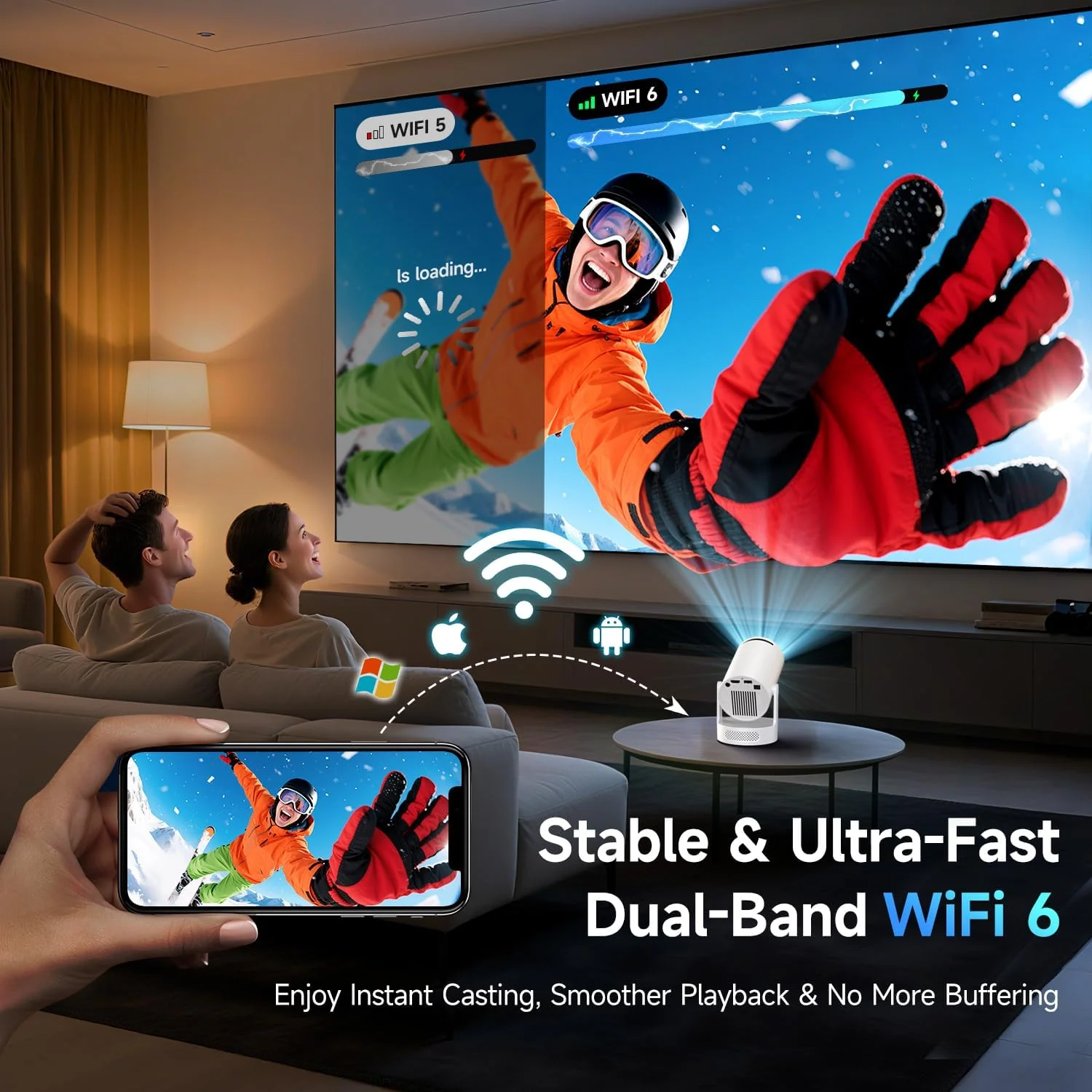 Kimwood 1080P Mini Projector with Upgraded HiFi Speaker and Built-in Apps DEMO - Image 5