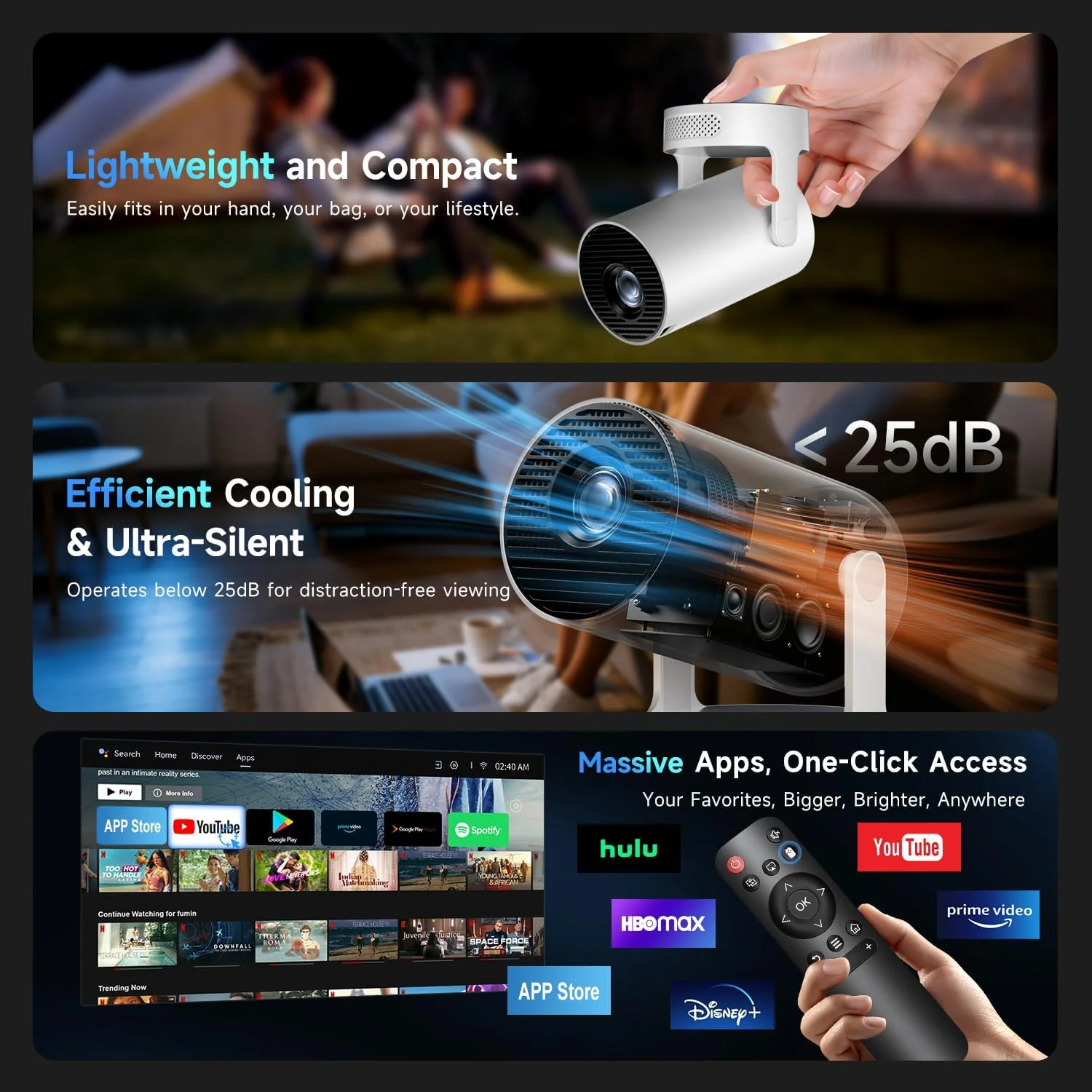 Kimwood 1080P Mini Projector with Upgraded HiFi Speaker and Built-in Apps DEMO - Image 8