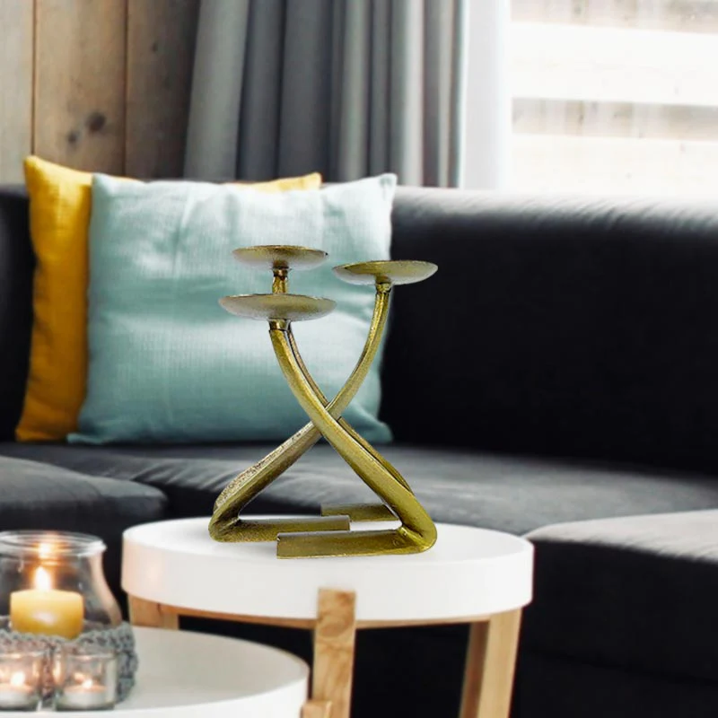 Handcrafted Vintage Inspired Brass Antique Aluminium TriStand Candle Holder NEW - Image 2