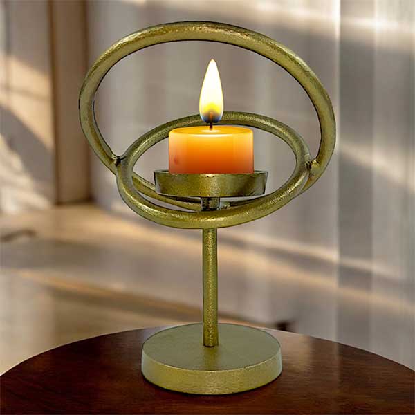 Exquisitely Handcrafted Brass Antique Candle Sphere Artistic Aluminium Holder NEW - Image 3