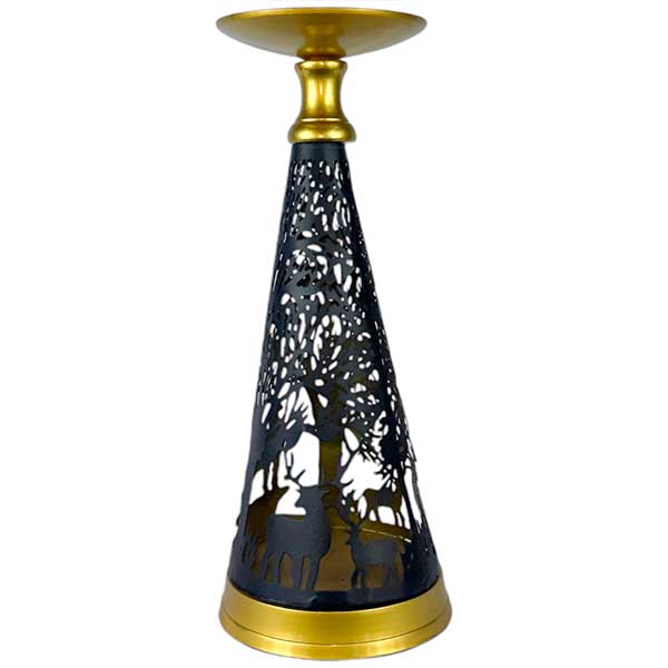 Handmade Elegance in Black Gold Cone Metal Candle Holder NEW - Image 5