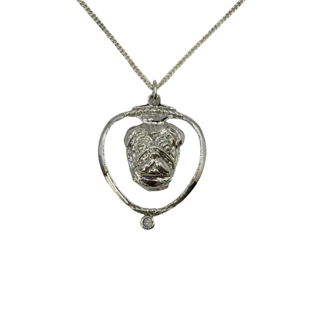 Deva Aust. Jewels Of Nature 18K Rhodium Silver Plate Pug Cz Pendant NEW - Image 5