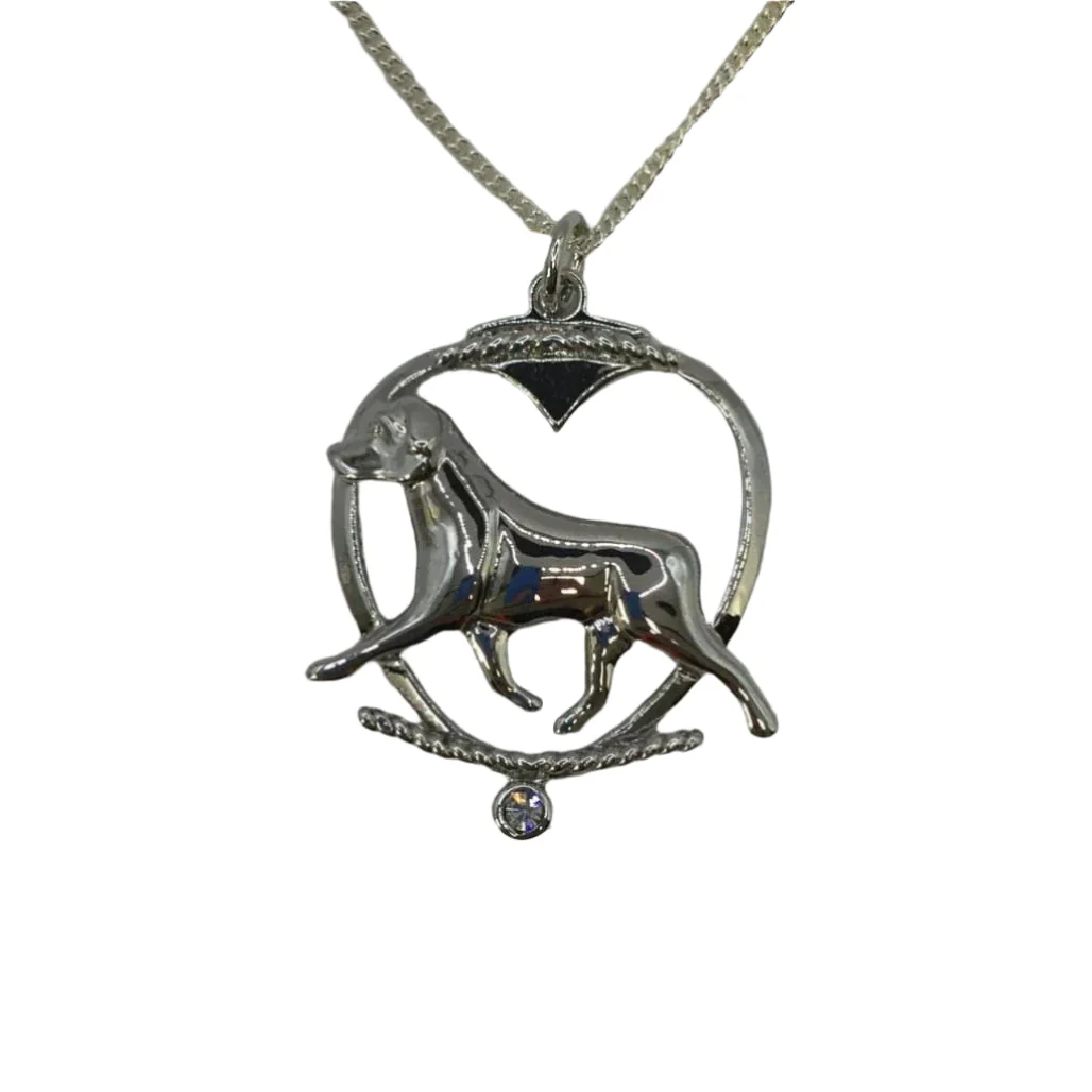 Deva Aust. Jewels Of Nature 18K Rhodium Silver Plate Rottweiler Cz Pendant NEW