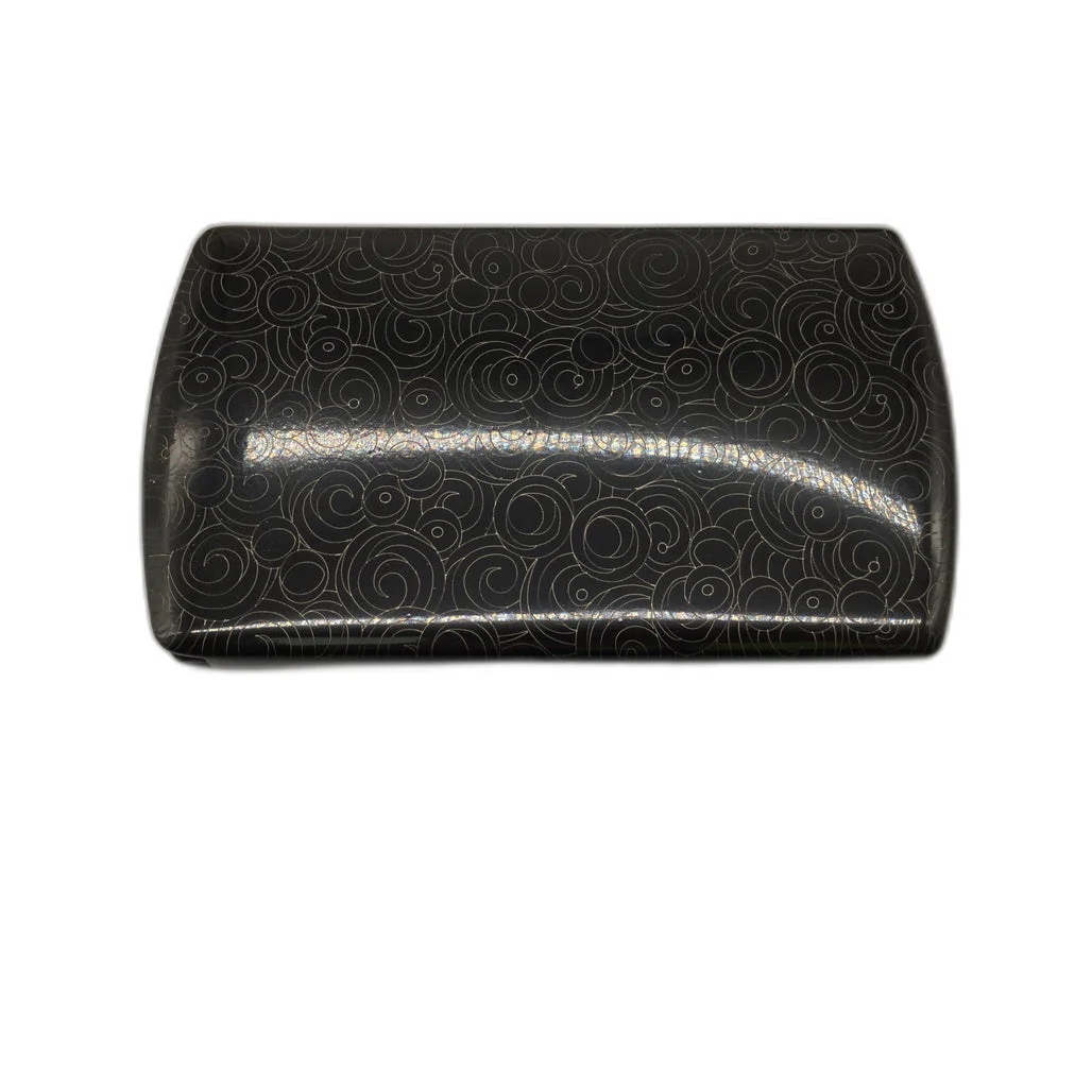 Deva Australia Cc-One Touch Metal Black & Gold Swirl Business Card Holder NEW - Image 4