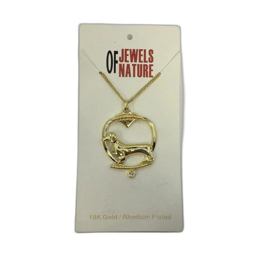 Deva Australia Jewels Of Nature 18K Gold Plated Dachshud Cz Pendant NEW - Image 4
