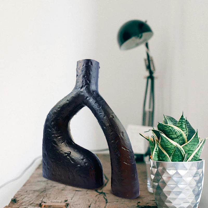 Handmade Abstract Black Aluminium Vase Unique Artistic Decor for Home and Special Occasions NEW - Image 2