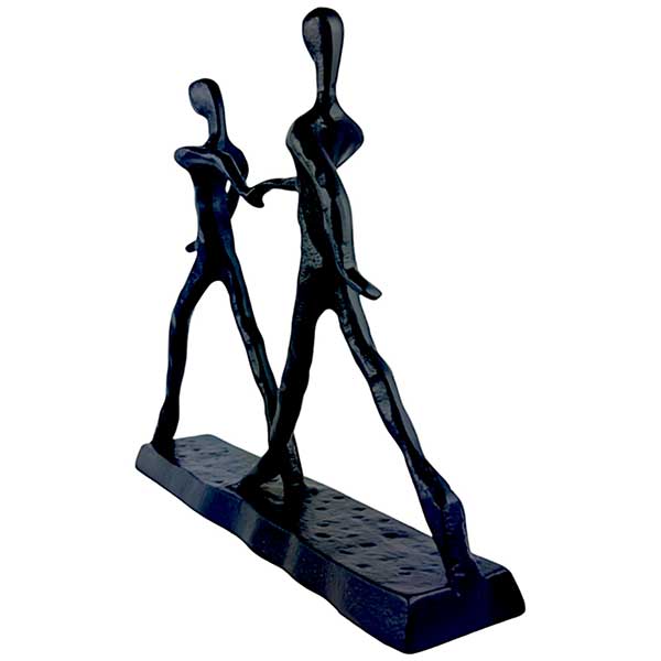 Handmade Walking Couple Sculpture in Sleek Black Aluminium Modern Artistic Home Decor Accent NEW - Image 5