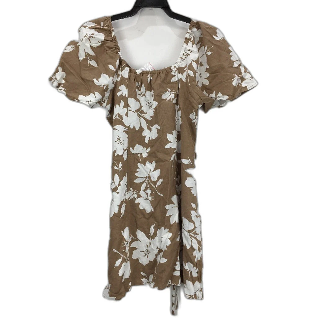 Dotti Ladies Floral Brown Short Sleeve Button up Summer Dress Size 12 NEW - Image 2