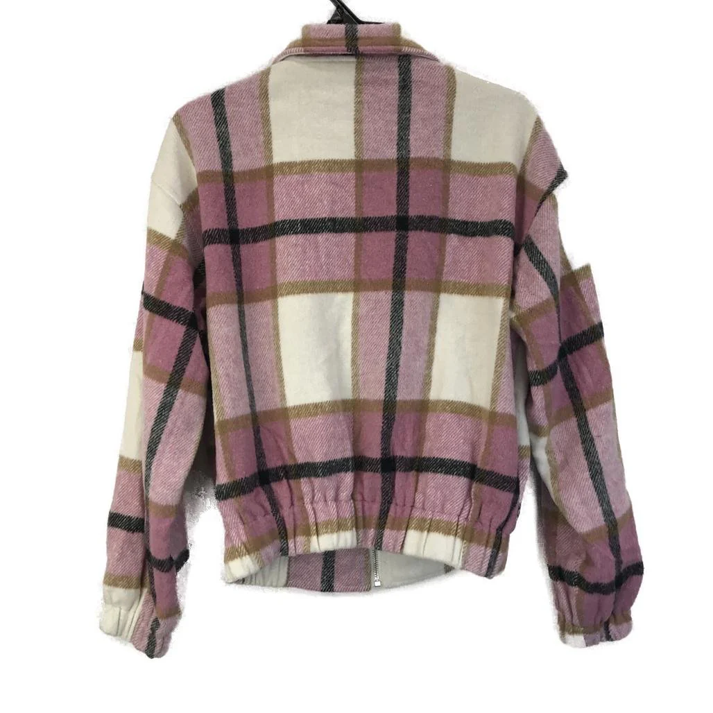 Dream House Womens Pink & Tan Ckeck Valerie Bomber Jacket Size 8 NEW - Image 2