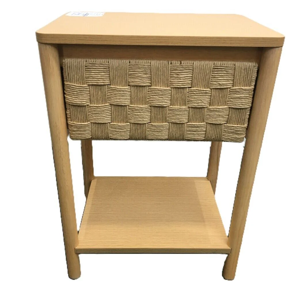 Ex-Display Two-Tiered Square Light Wood Look Side Table with Drawer NEW - Image 3