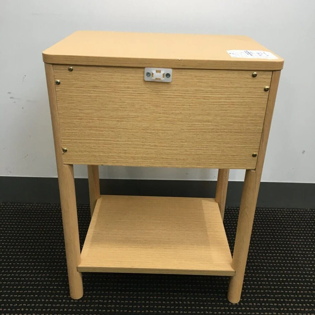 Ex-Display Two-Tiered Square Light Wood Look Side Table with Drawer NEW - Image 6