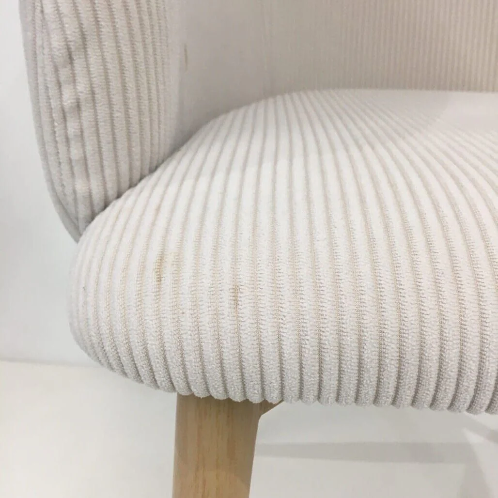 Ex-Display White Velvet Corduroy Kitchen Dining Chair Wooden Legs NEW - Image 3