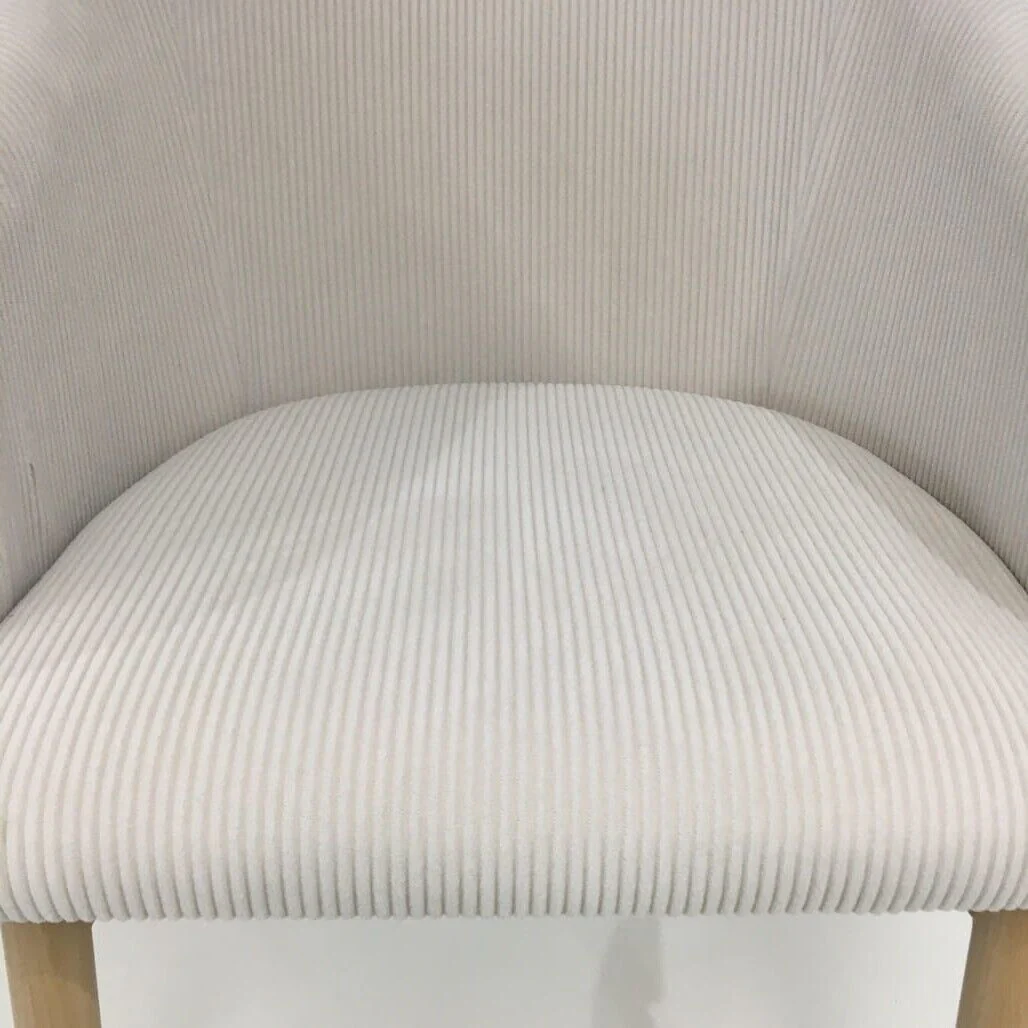 Ex-Display White Velvet Corduroy Kitchen Dining Chair Wooden Legs NEW - Image 5