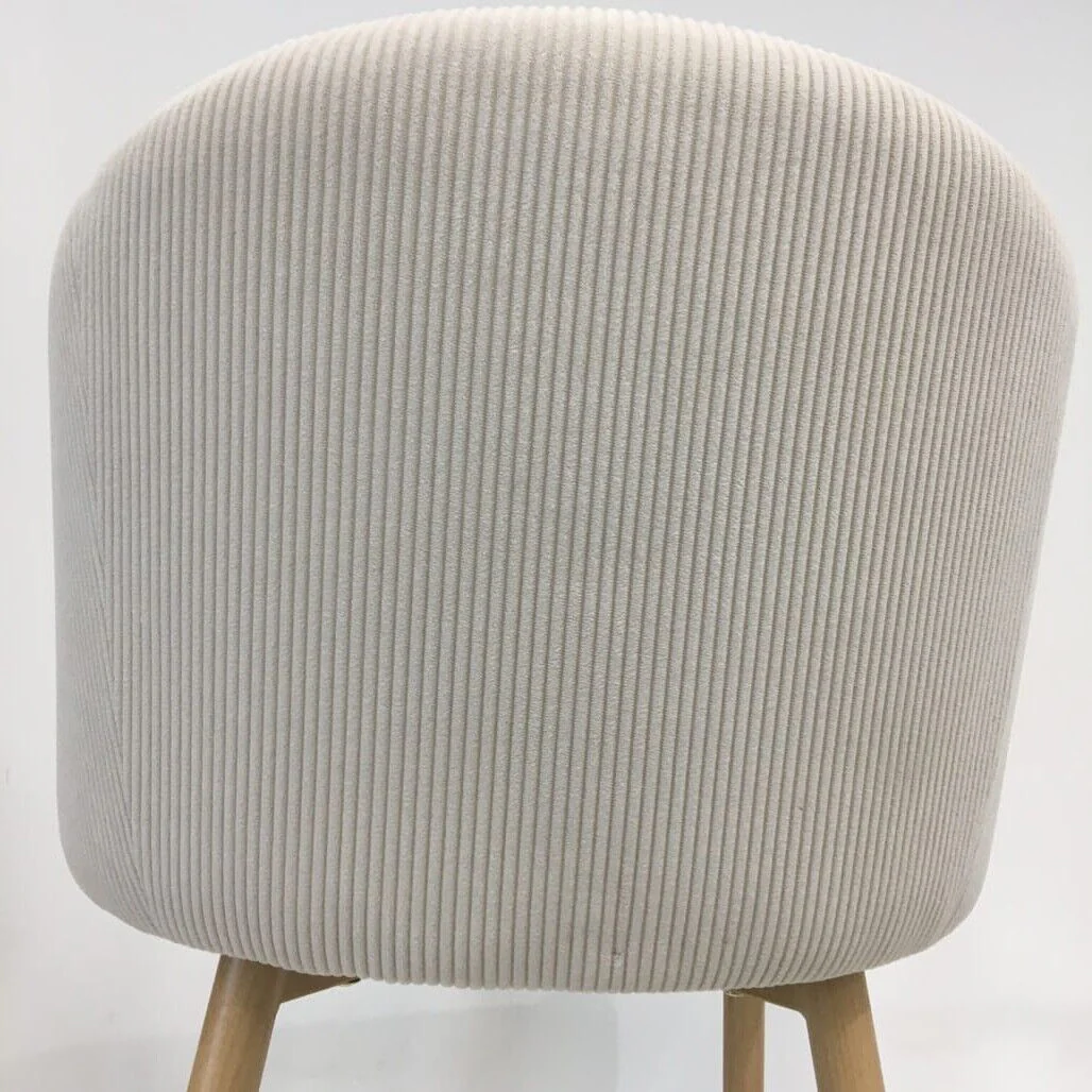 Ex-Display White Velvet Corduroy Kitchen Dining Chair Wooden Legs NEW - Image 6