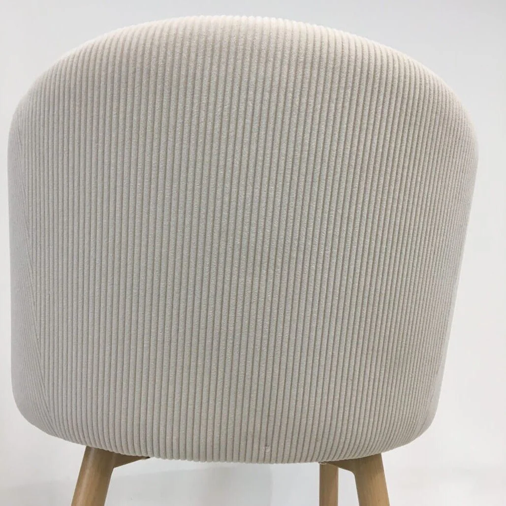 Ex-Display White Velvet Corduroy Kitchen Dining Chair Wooden Legs NEW - Image 7